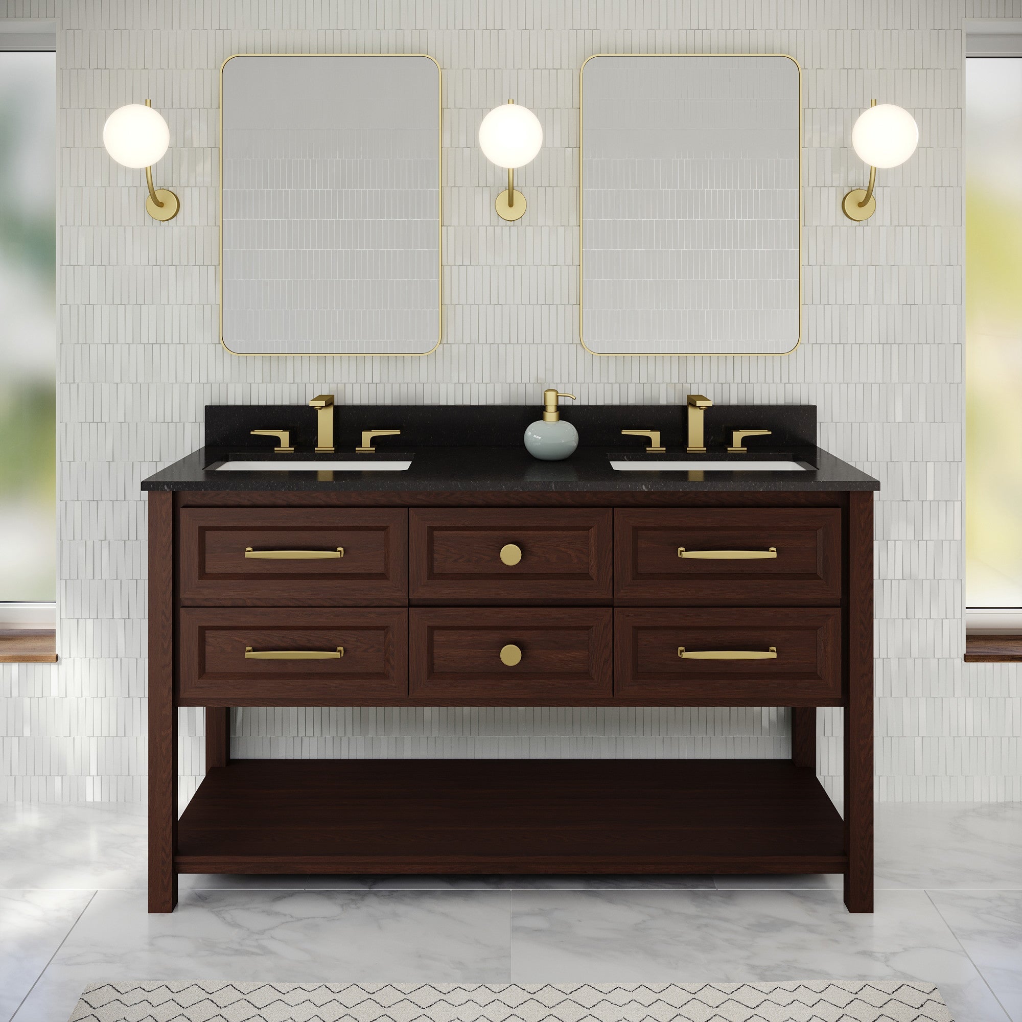 60" Kipling Vanity – Double Bowl – Dark Walnut