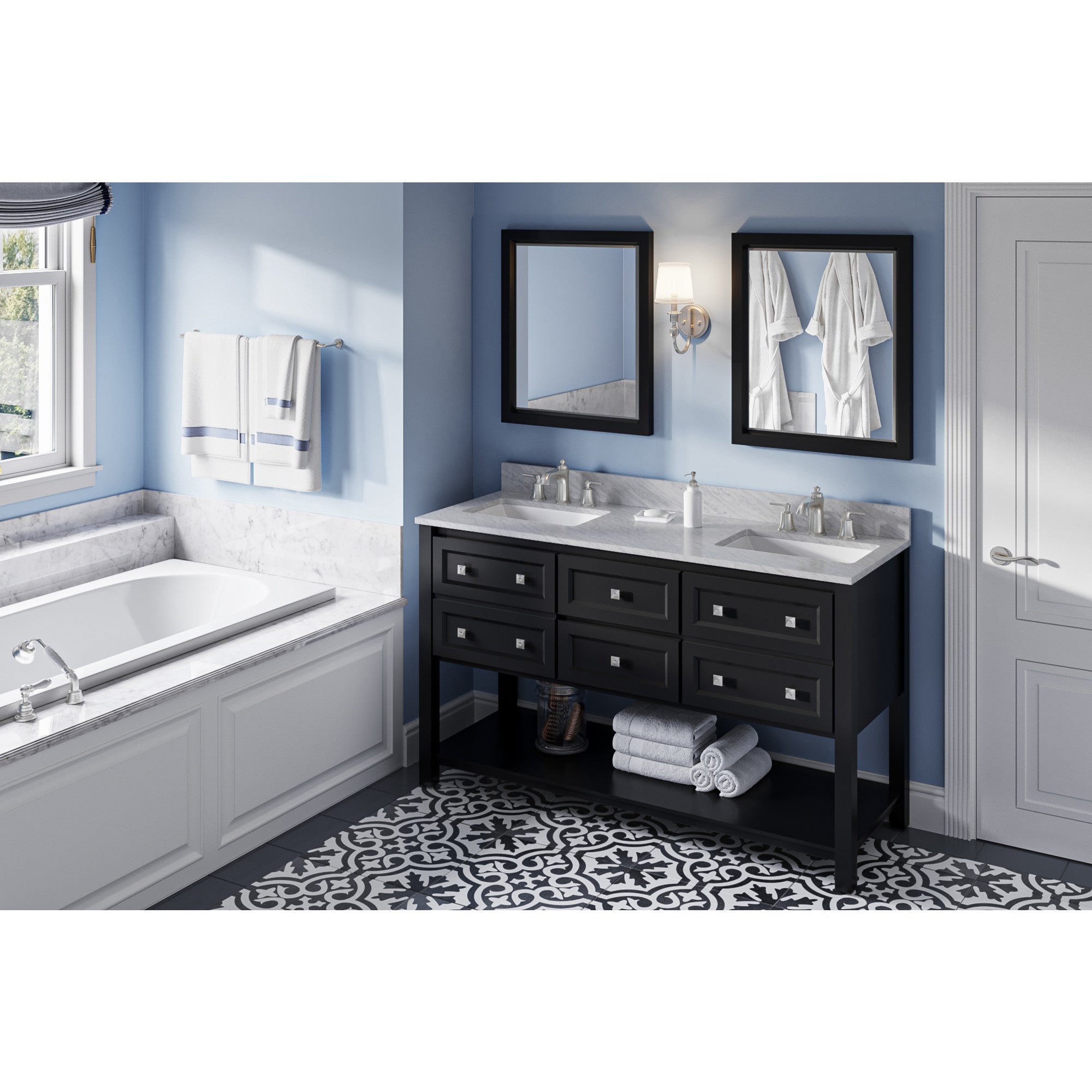 60" Adler Vanity – Double Bowl – Black