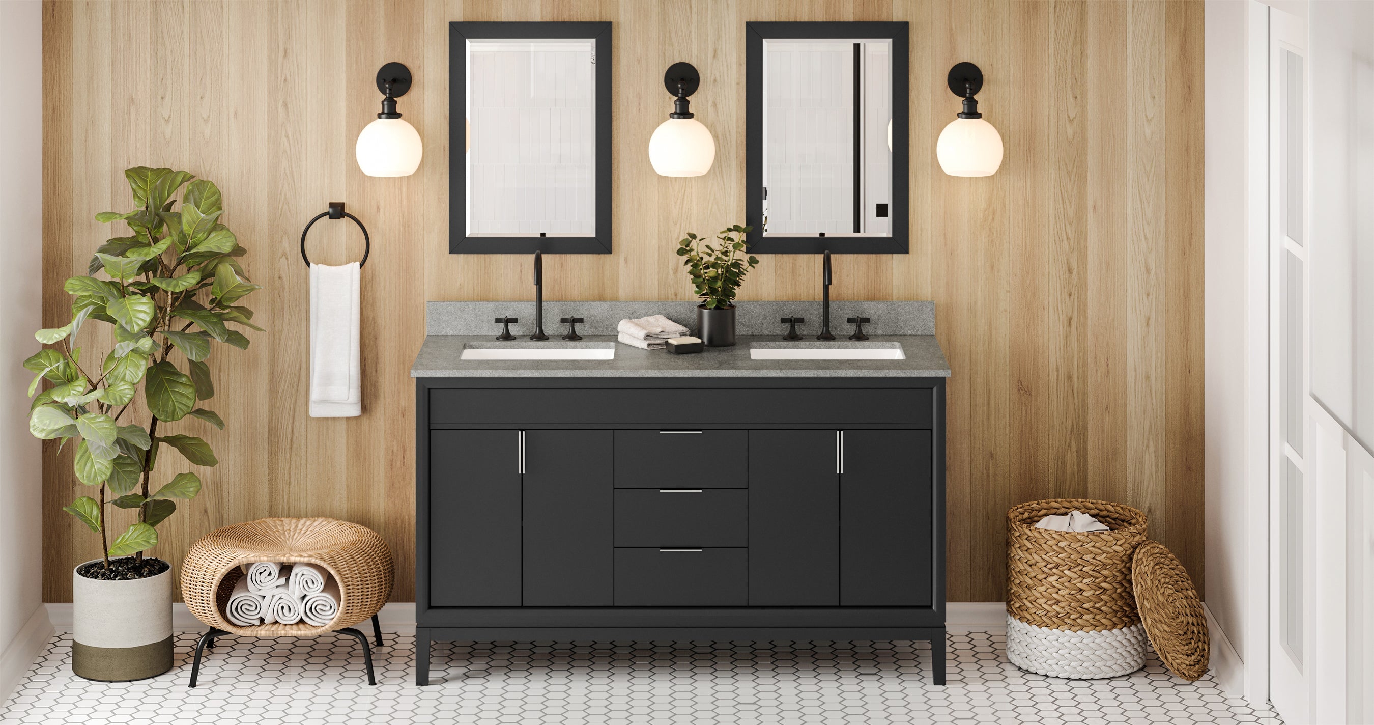 60" Theodora Vanity – Double Bowl – Black