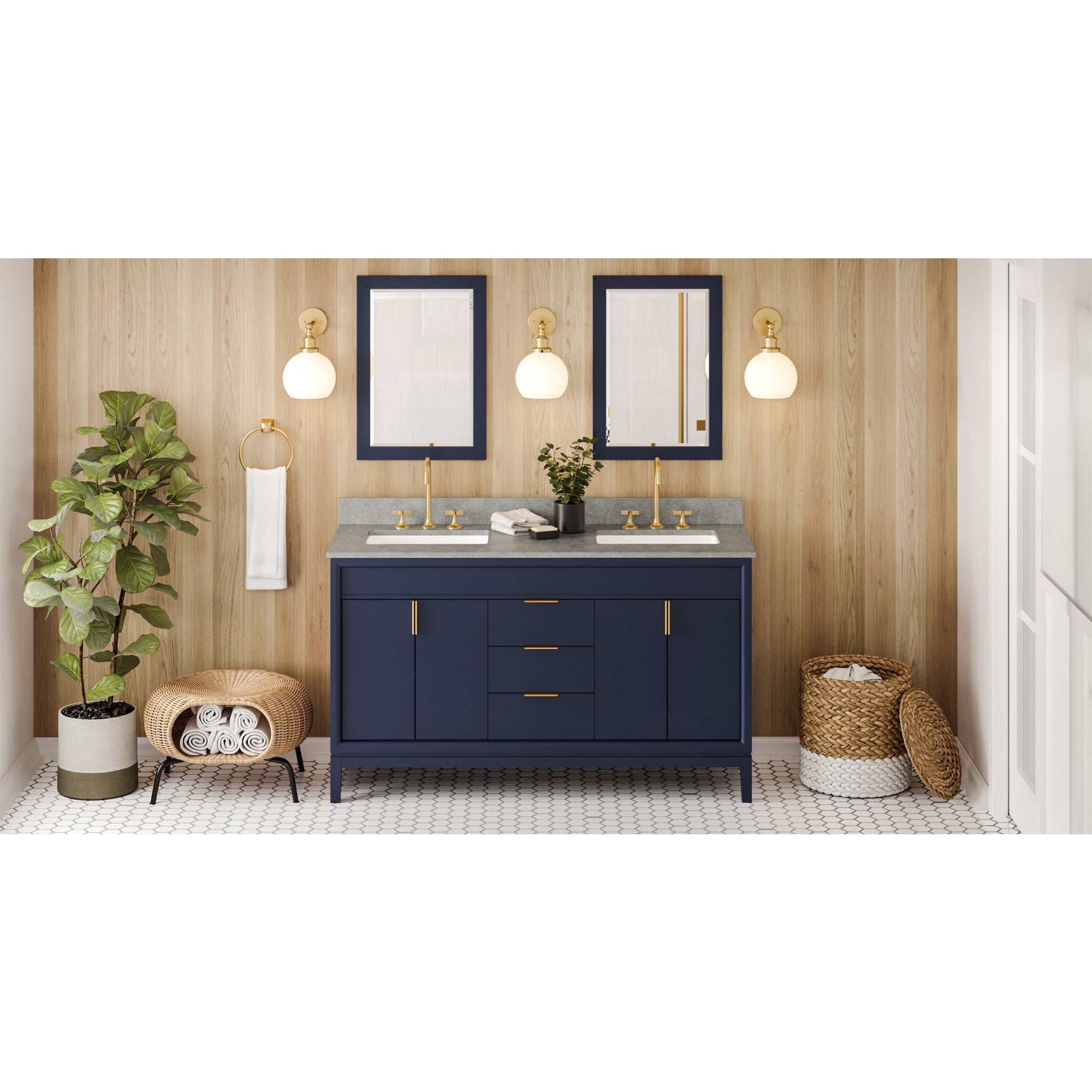 60" Theodora Vanity – Double Bowl – Hale Blue