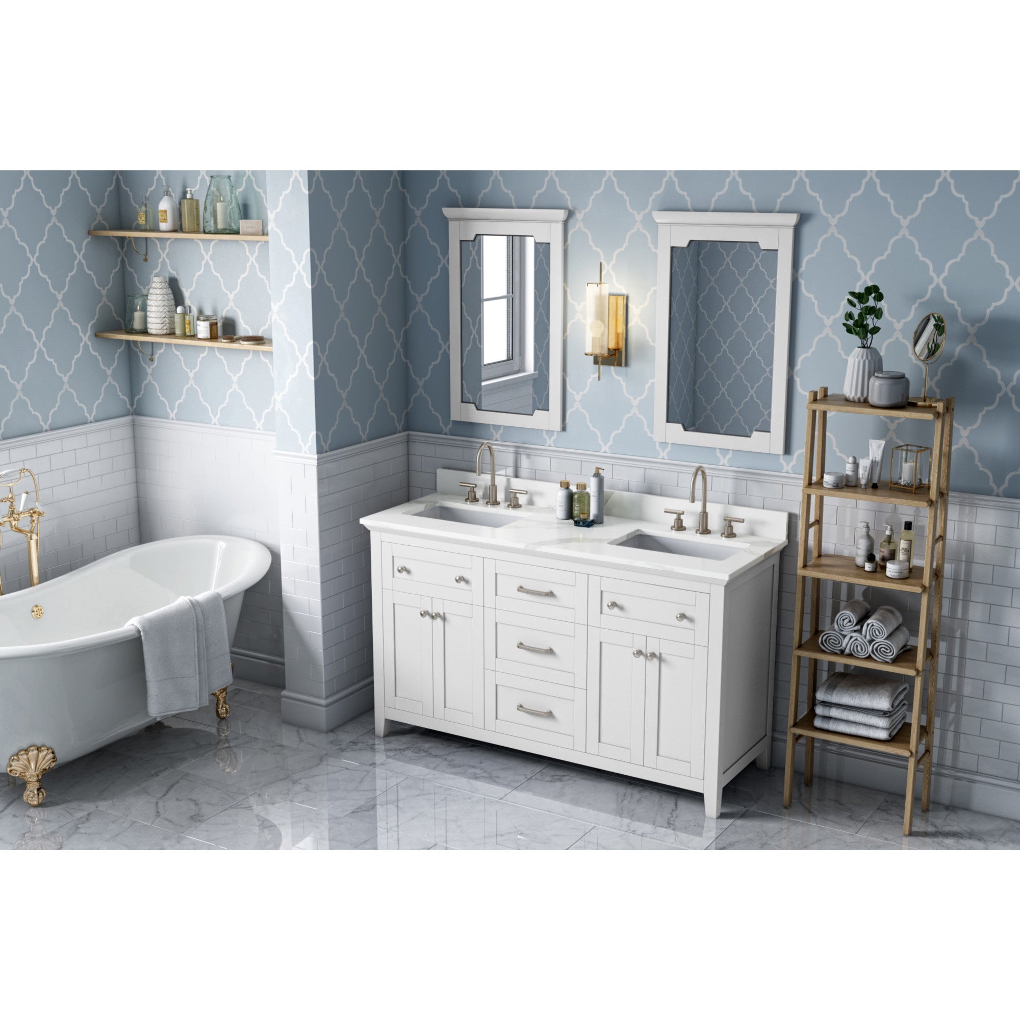60" Chatham Vanity – Double Bowl – White
