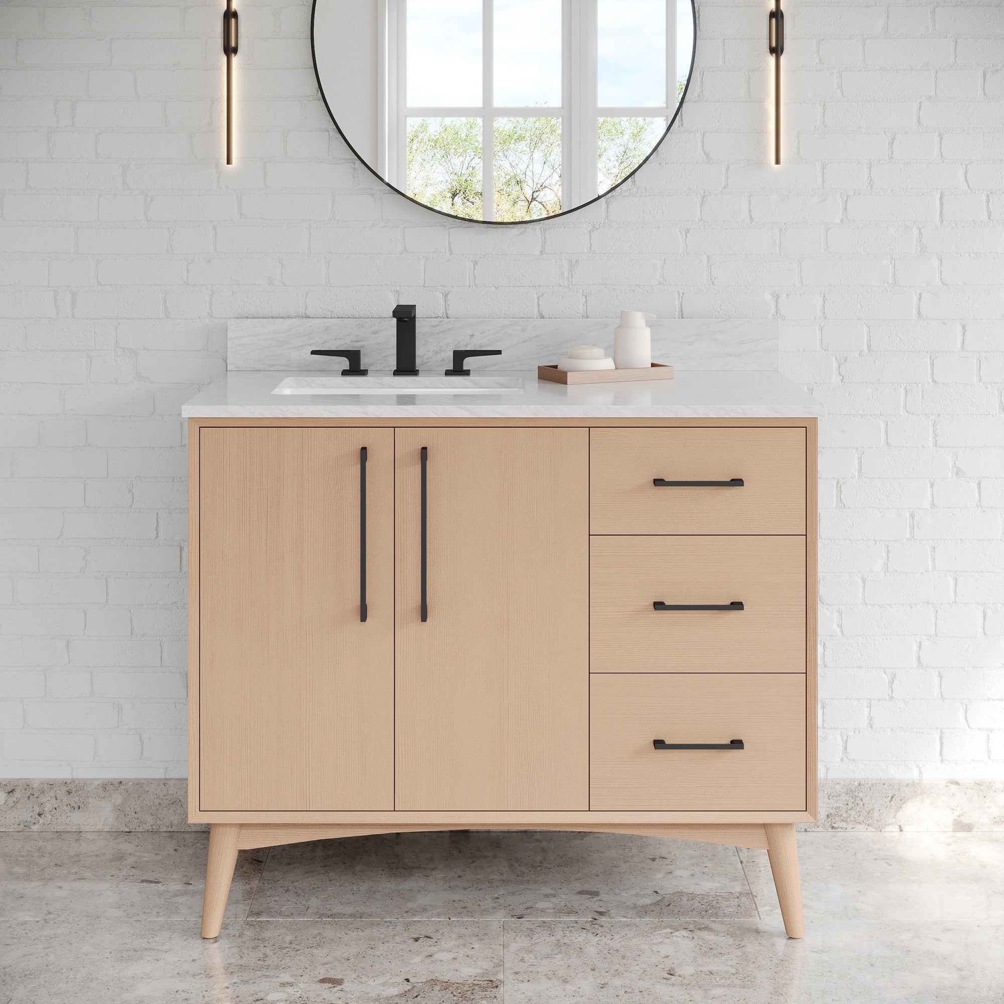 42" Dashwood Vanity – Left Offset – Natural Oak