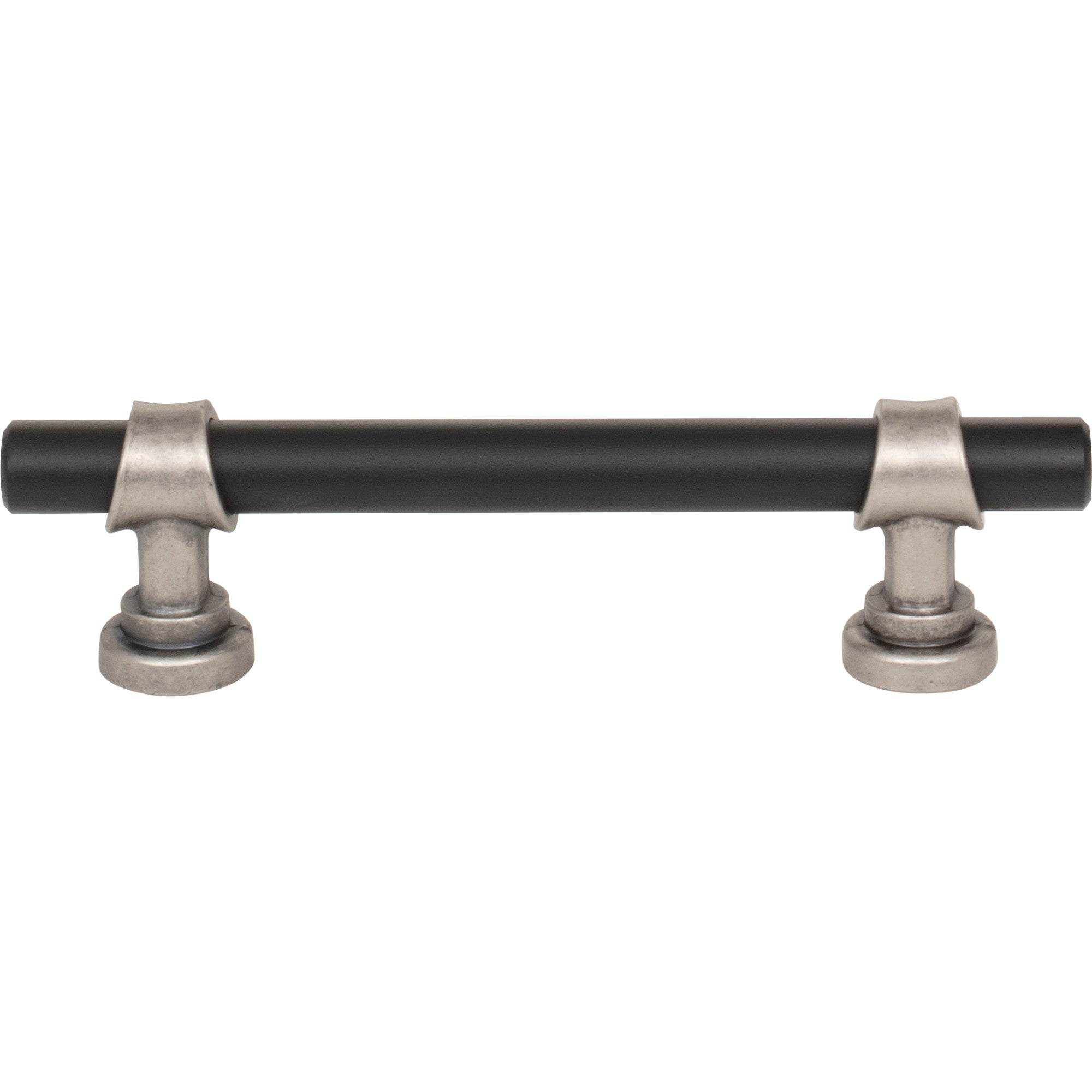Bit 3 3/4" Center to Center Bar Pull - Flat Black and Pewter Antique