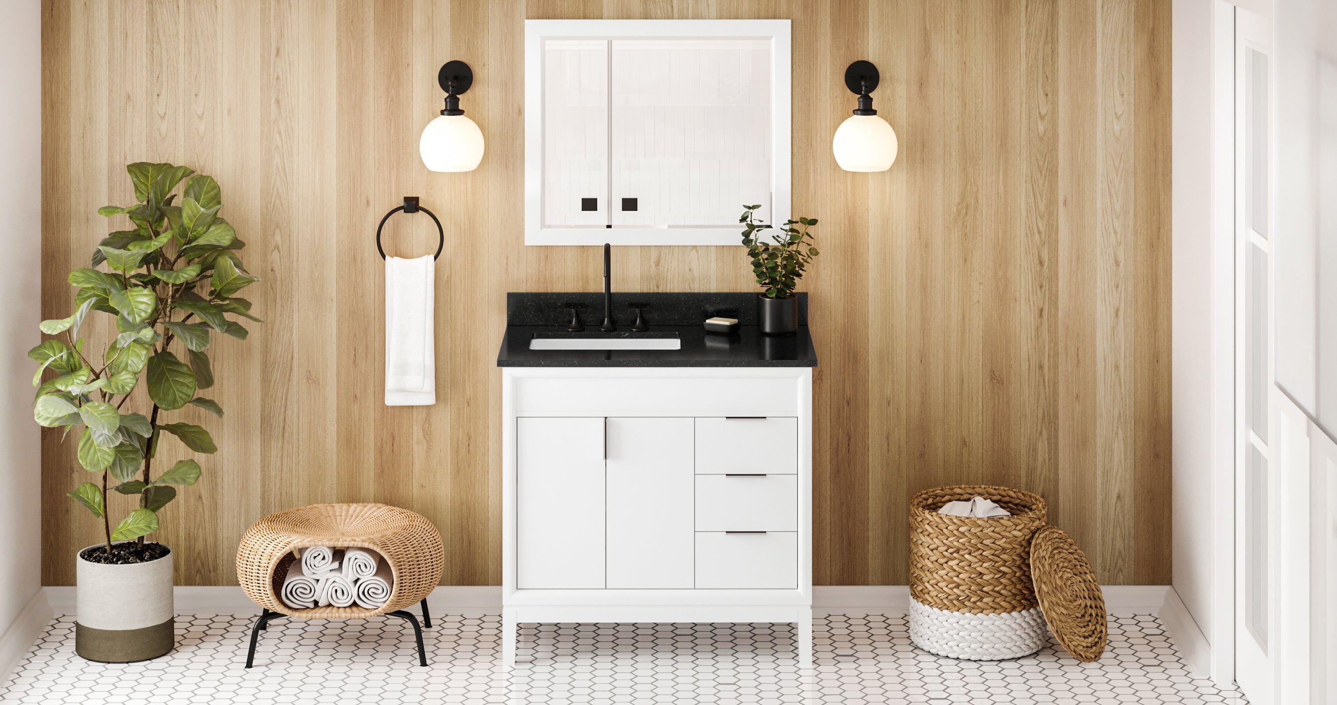 36" Theodora Vanity – Left Offset – White