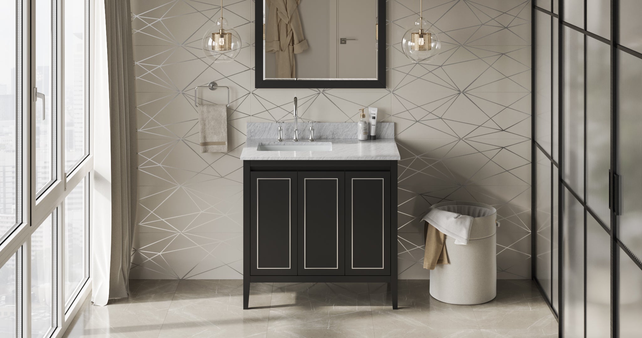 36" Percival Vanity – Left Offset – Black