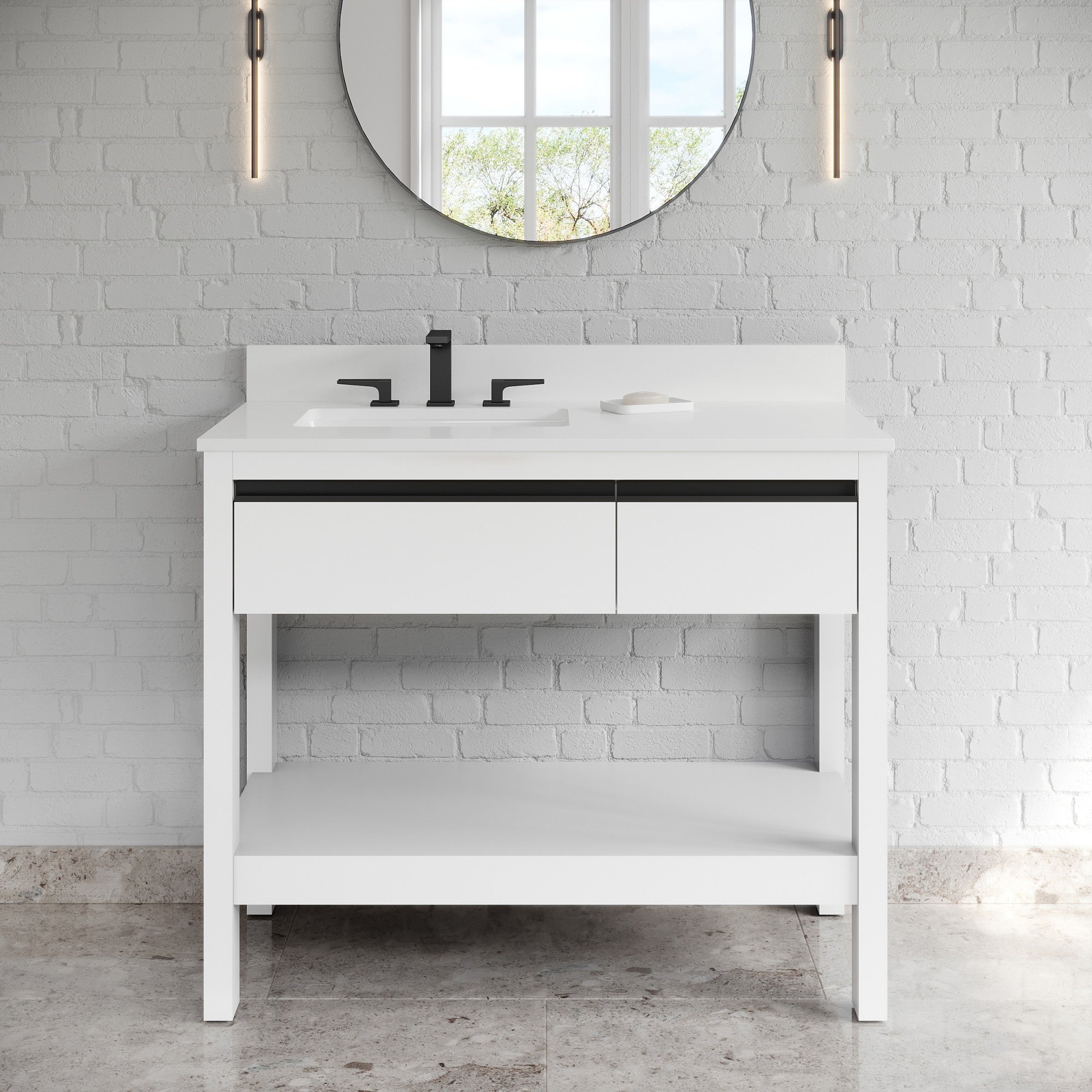 42" Jubilee Vanity – Left Offset – White