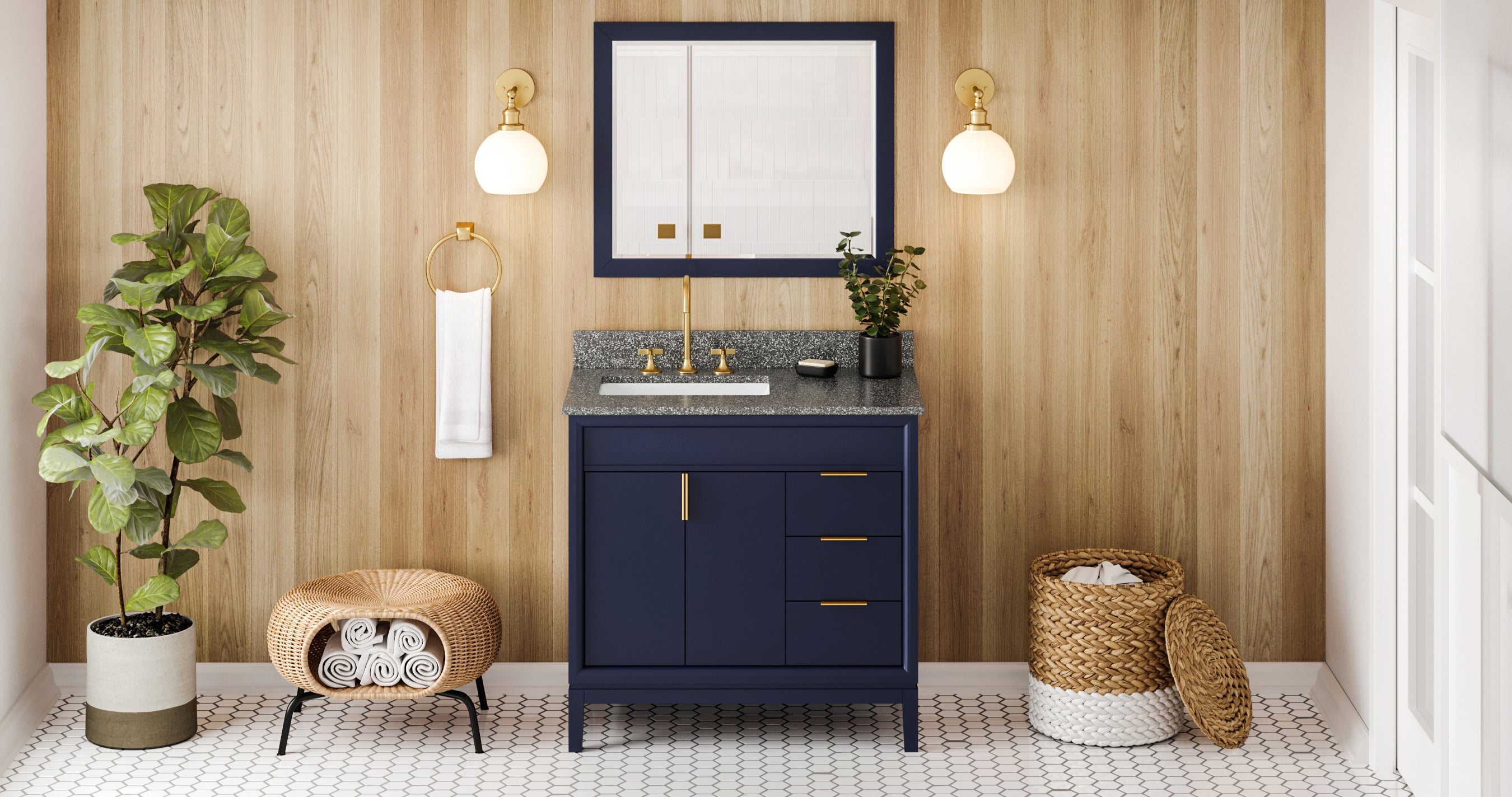 36" Theodora Vanity – Left Offset – Hale Blue