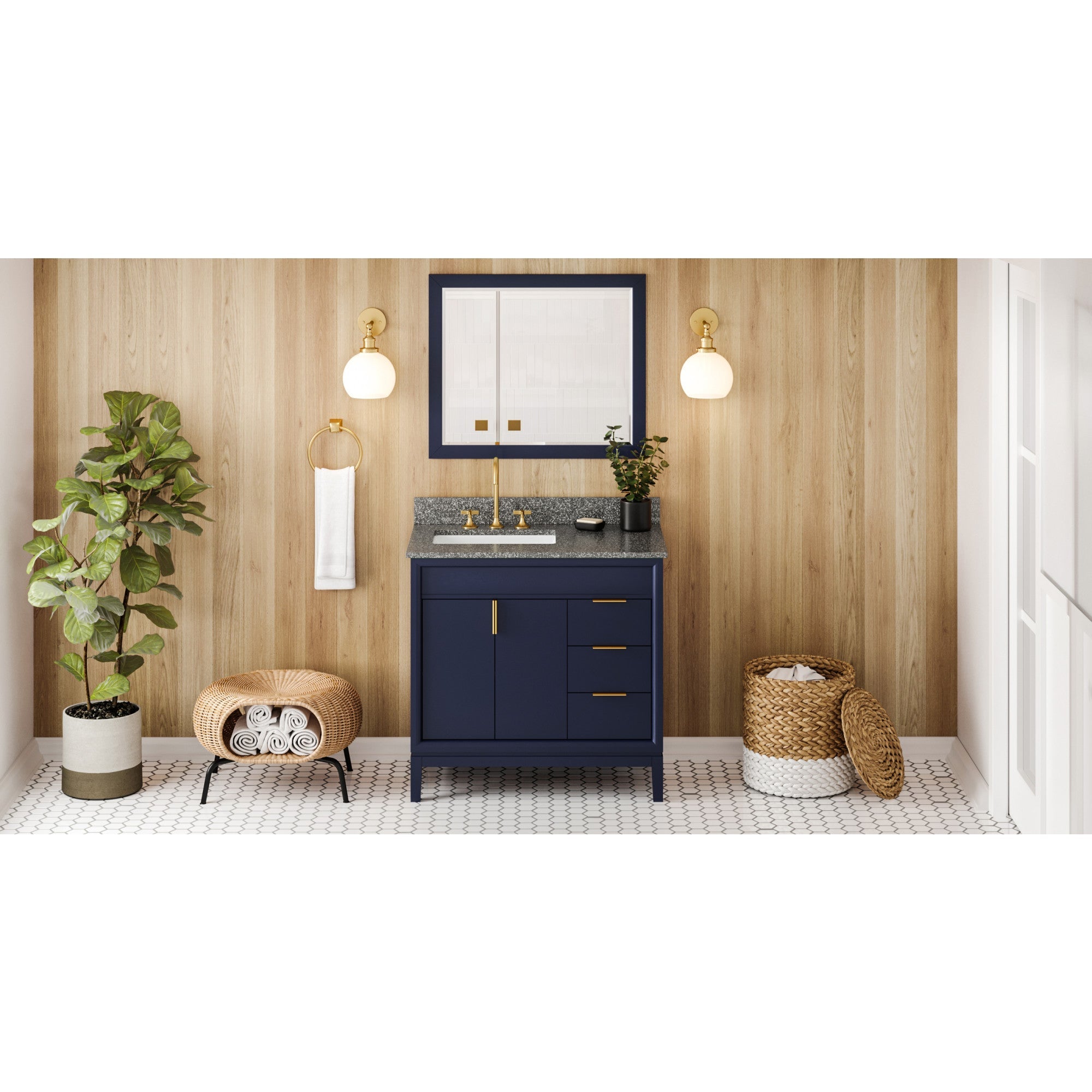 36" Theodora Vanity – Left Offset – Hale Blue