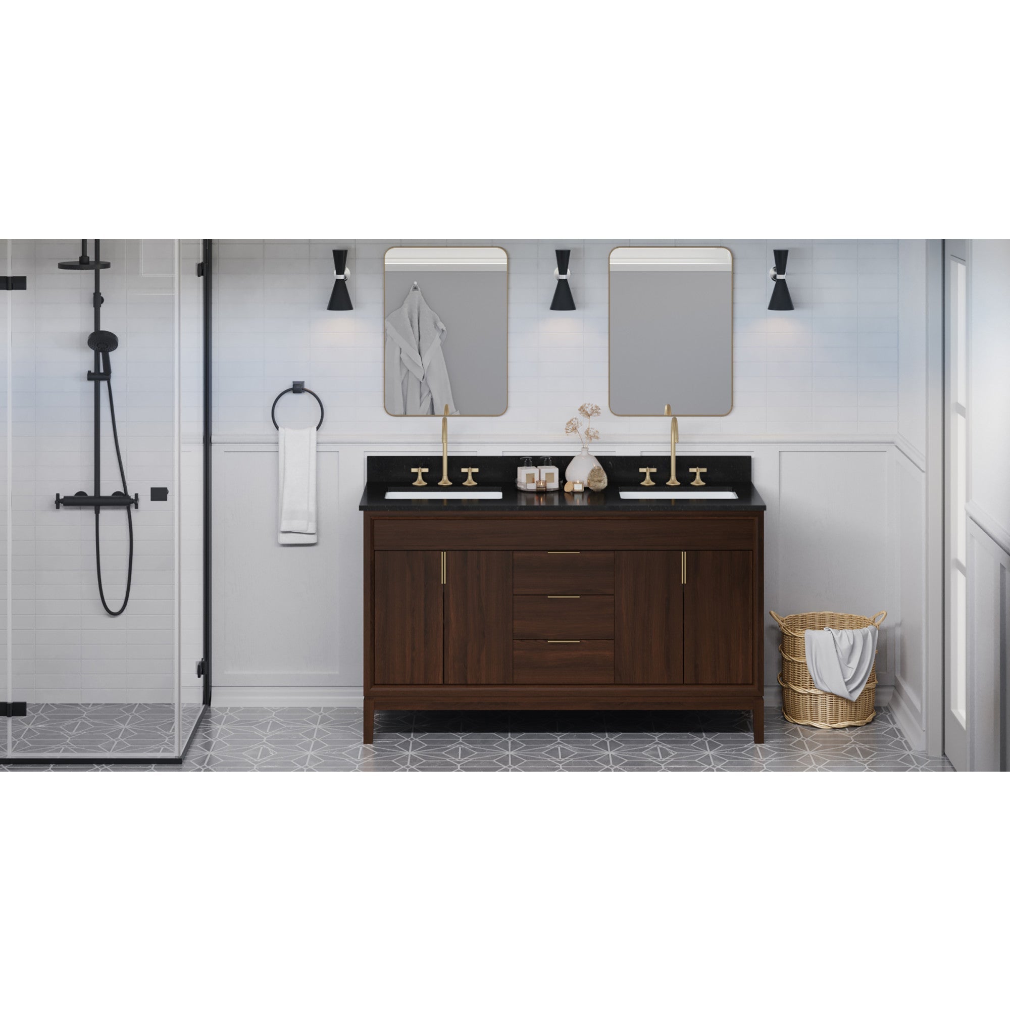 60" Theodora Vanity – Double Bowl – Dark Walnut