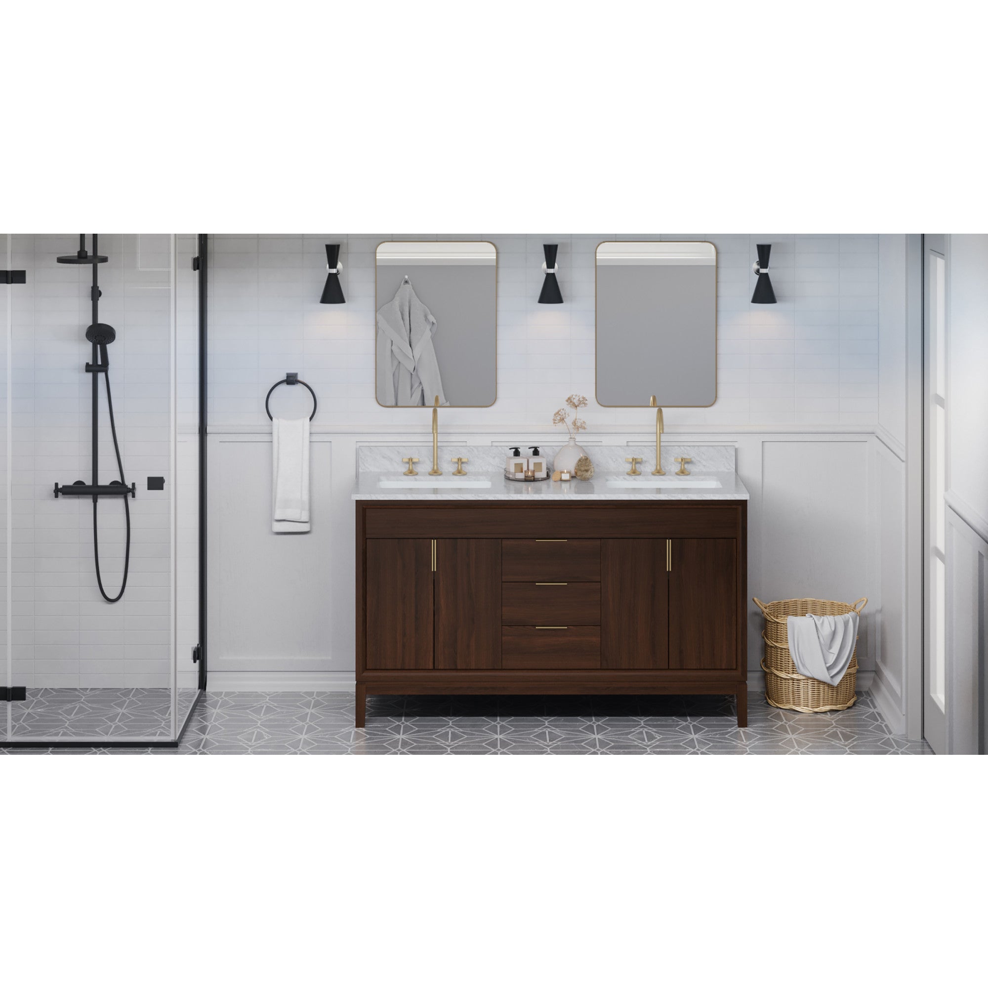 60" Theodora Vanity – Double Bowl – Dark Walnut