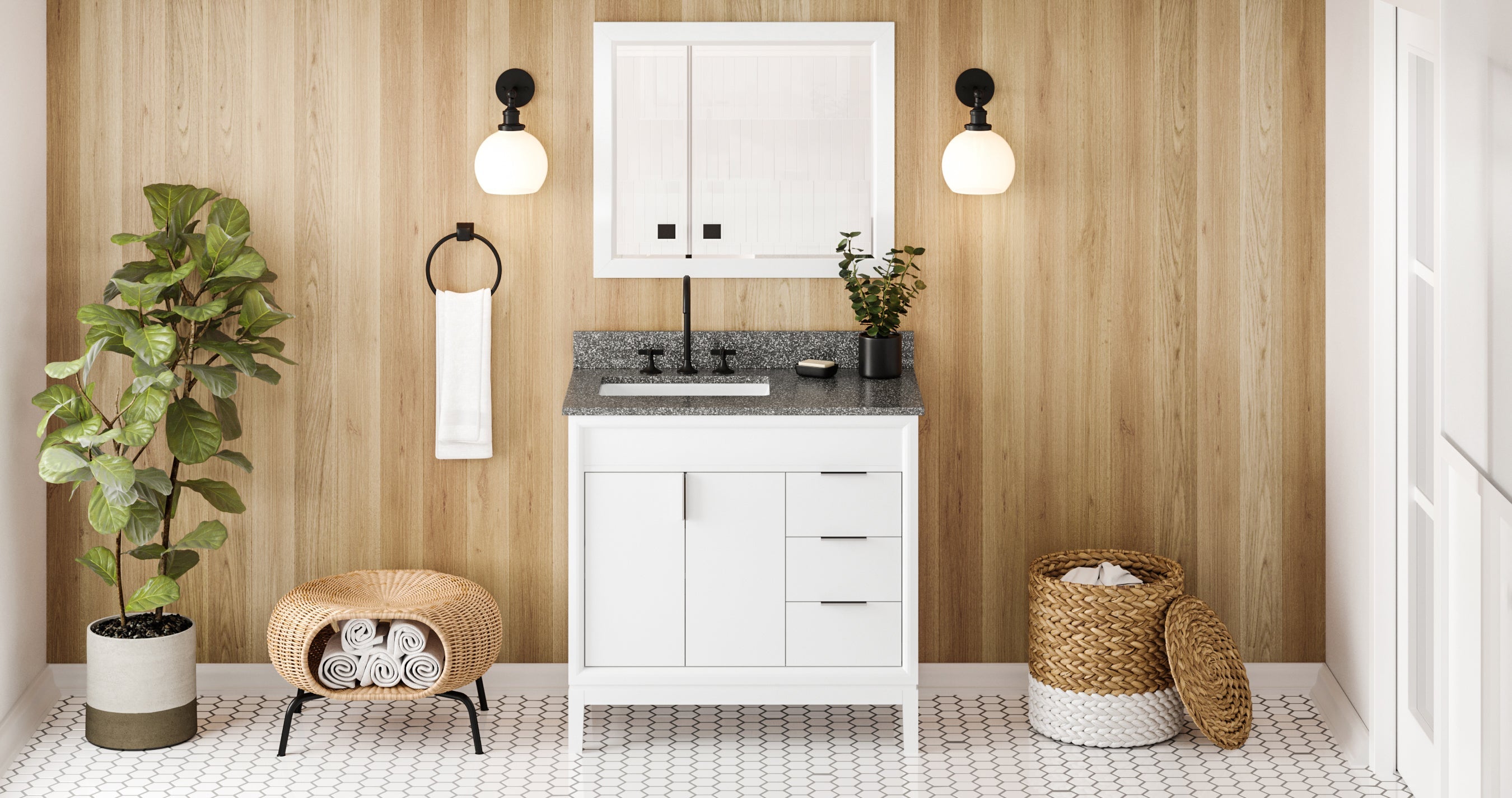 36" Theodora Vanity – Left Offset – White