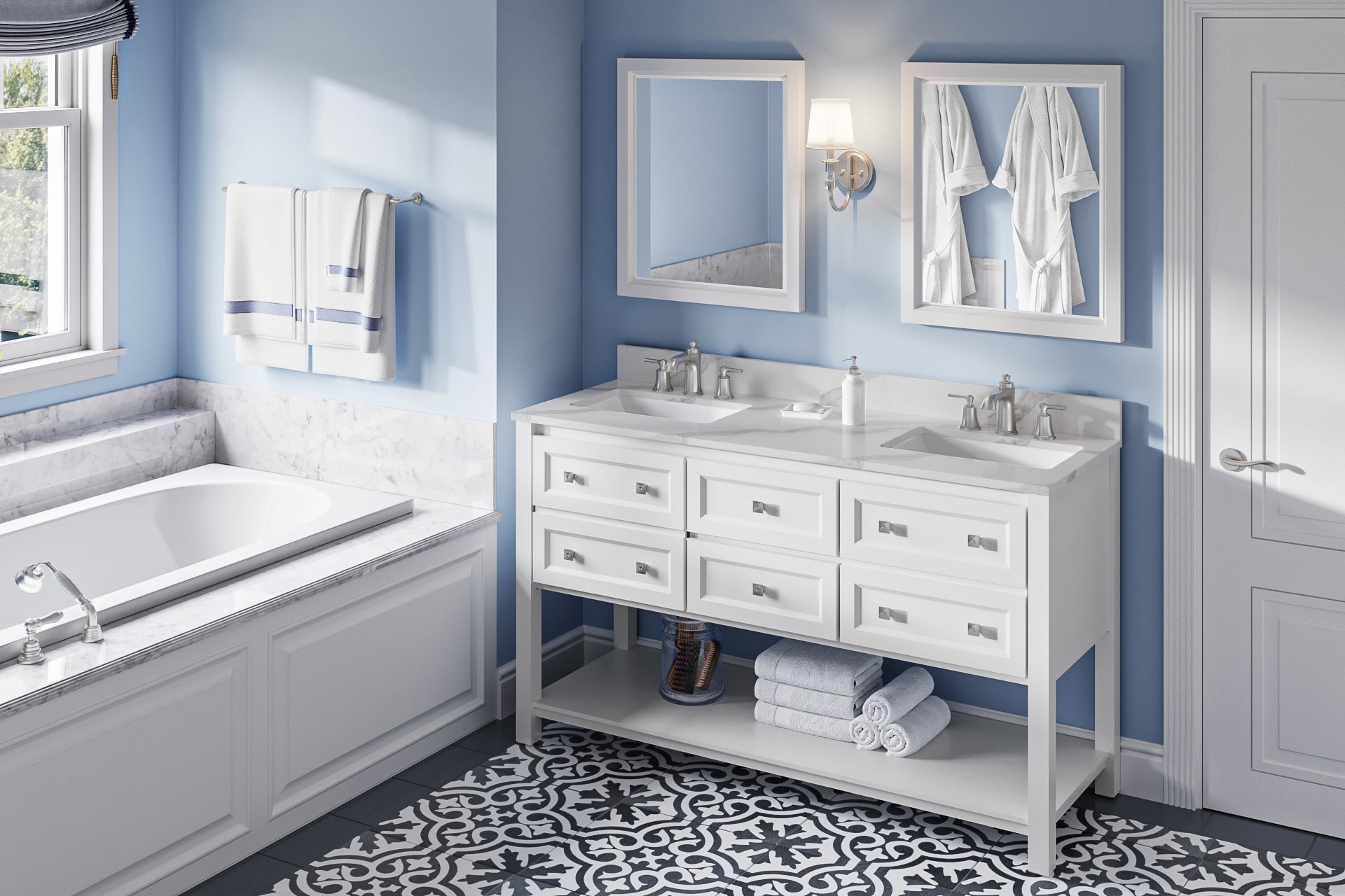 60" Adler Vanity – Double Bowl – White