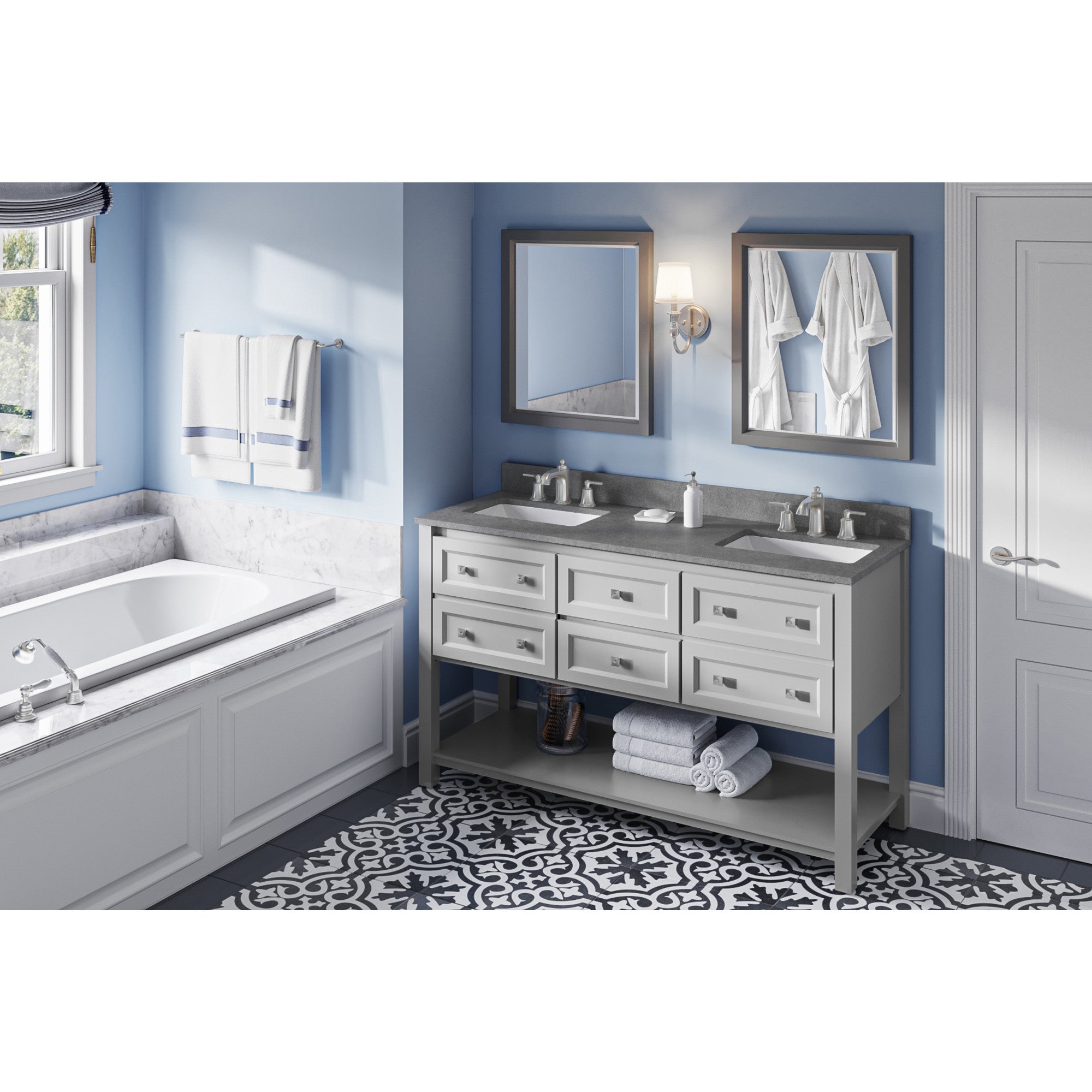 60" Adler Vanity – Double Bowl – Grey