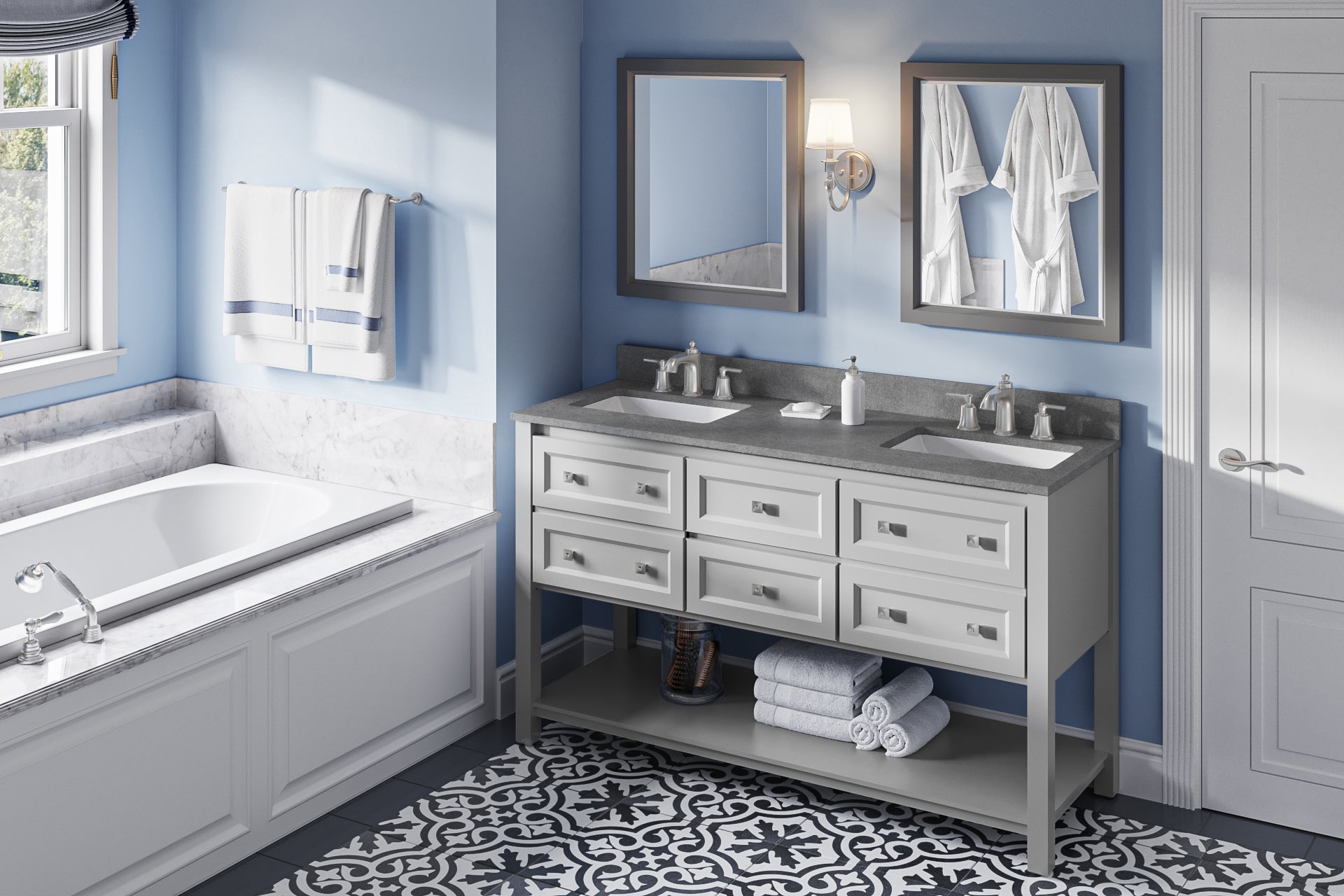 60" Adler Vanity – Double Bowl – Grey