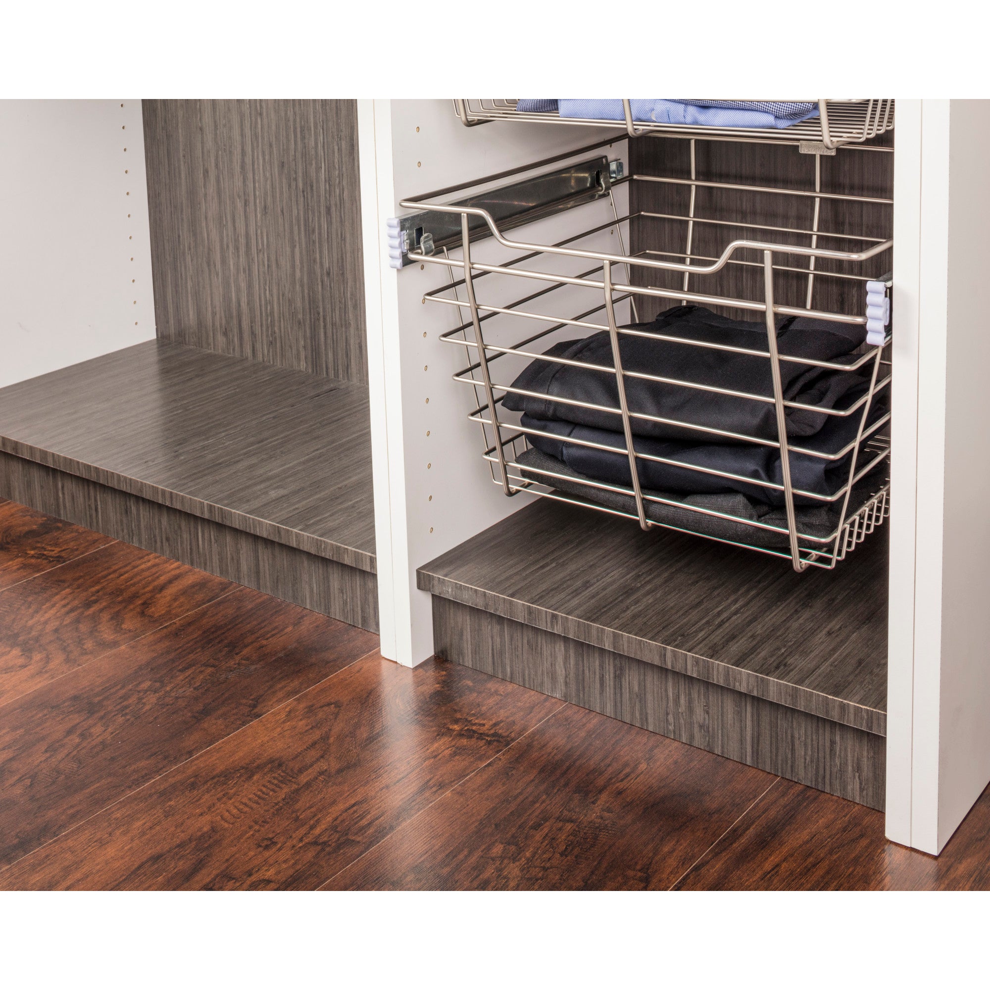 Satin Nickel Closet Pullout Basket with Slides 14"D x 23"W x 17"H