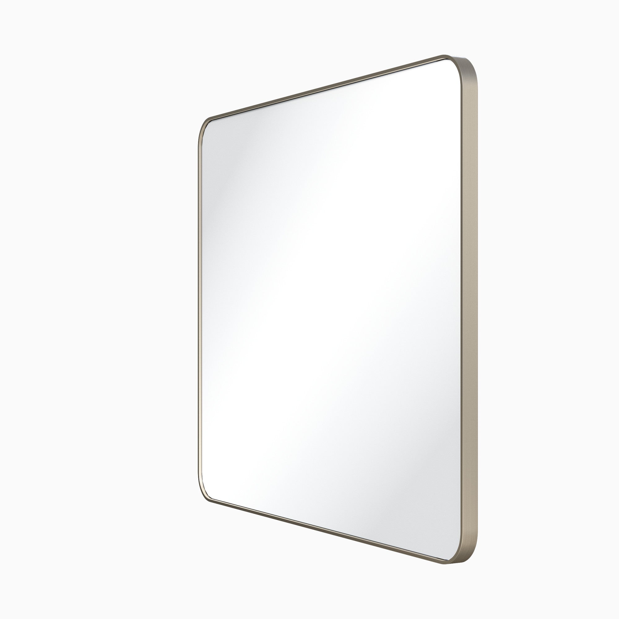 33" W x 1" D x 28" H Satin Nickel Rounded Rectangle Metal Frame Mirror