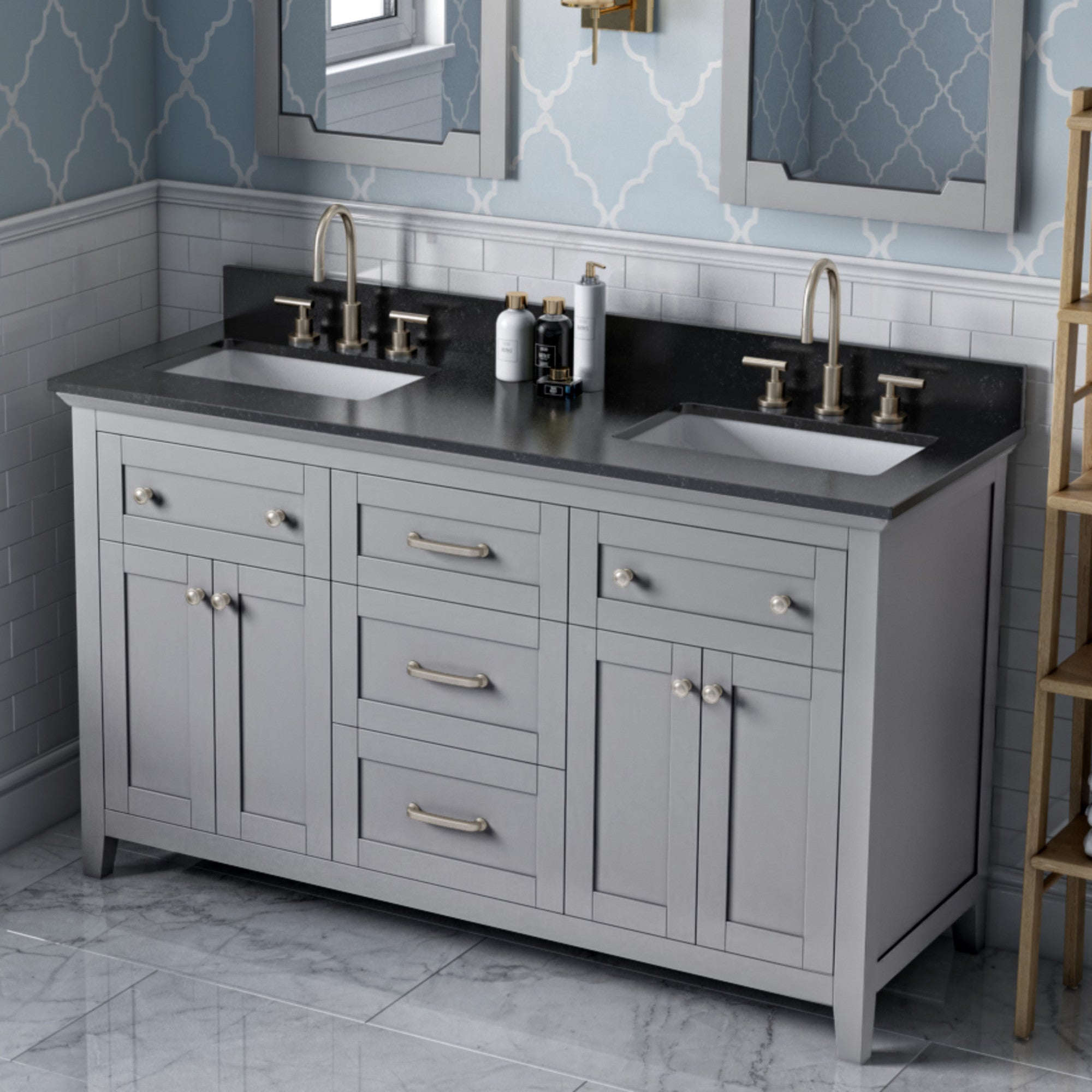 60" Chatham Vanity – Double Bowl – Grey