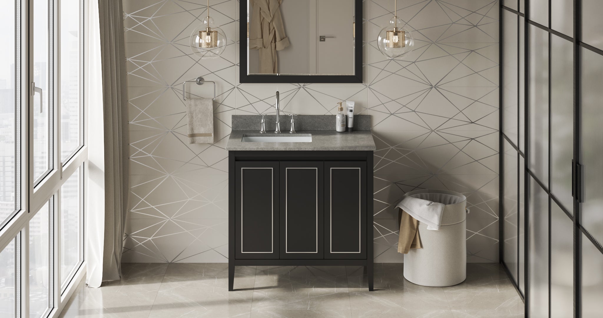 36" Percival Vanity – Left Offset – Black