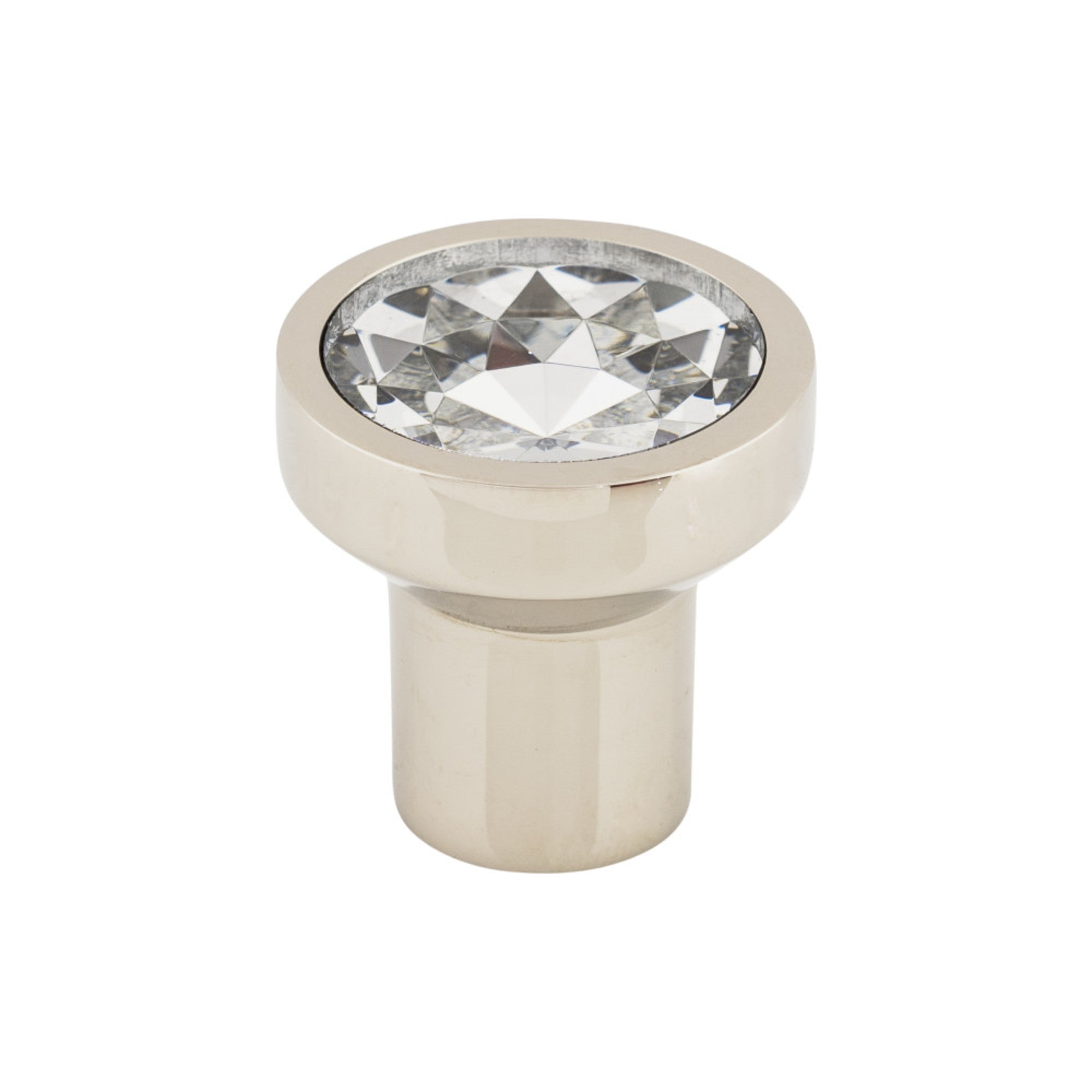 Wentworth Crystal 1 1/8" Diameter Round Knob - Polished Nickel