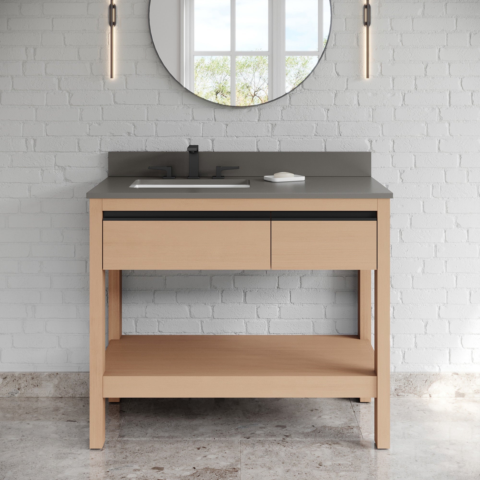 42" Jubilee Vanity – Left Offset – Natural Oak