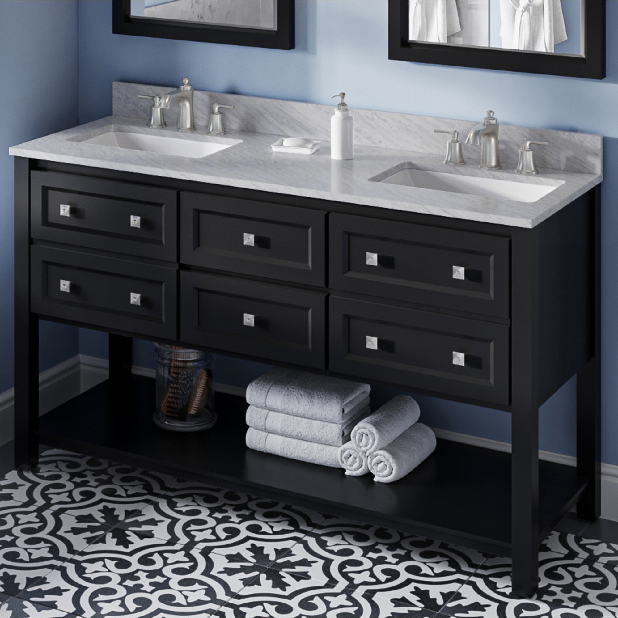 60" Adler Vanity – Double Bowl – Black