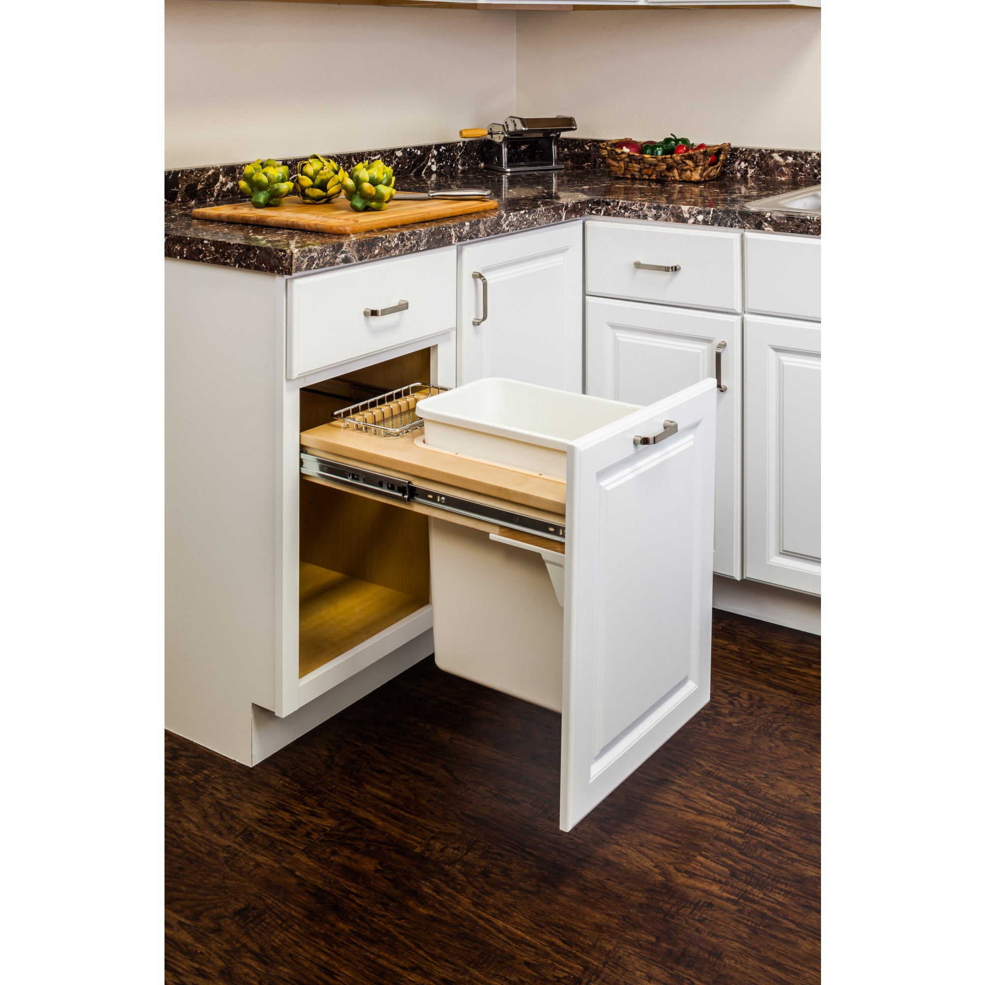 Single Grey 50 Quart Top-Mount Trashcan Pullout for 12" Opening