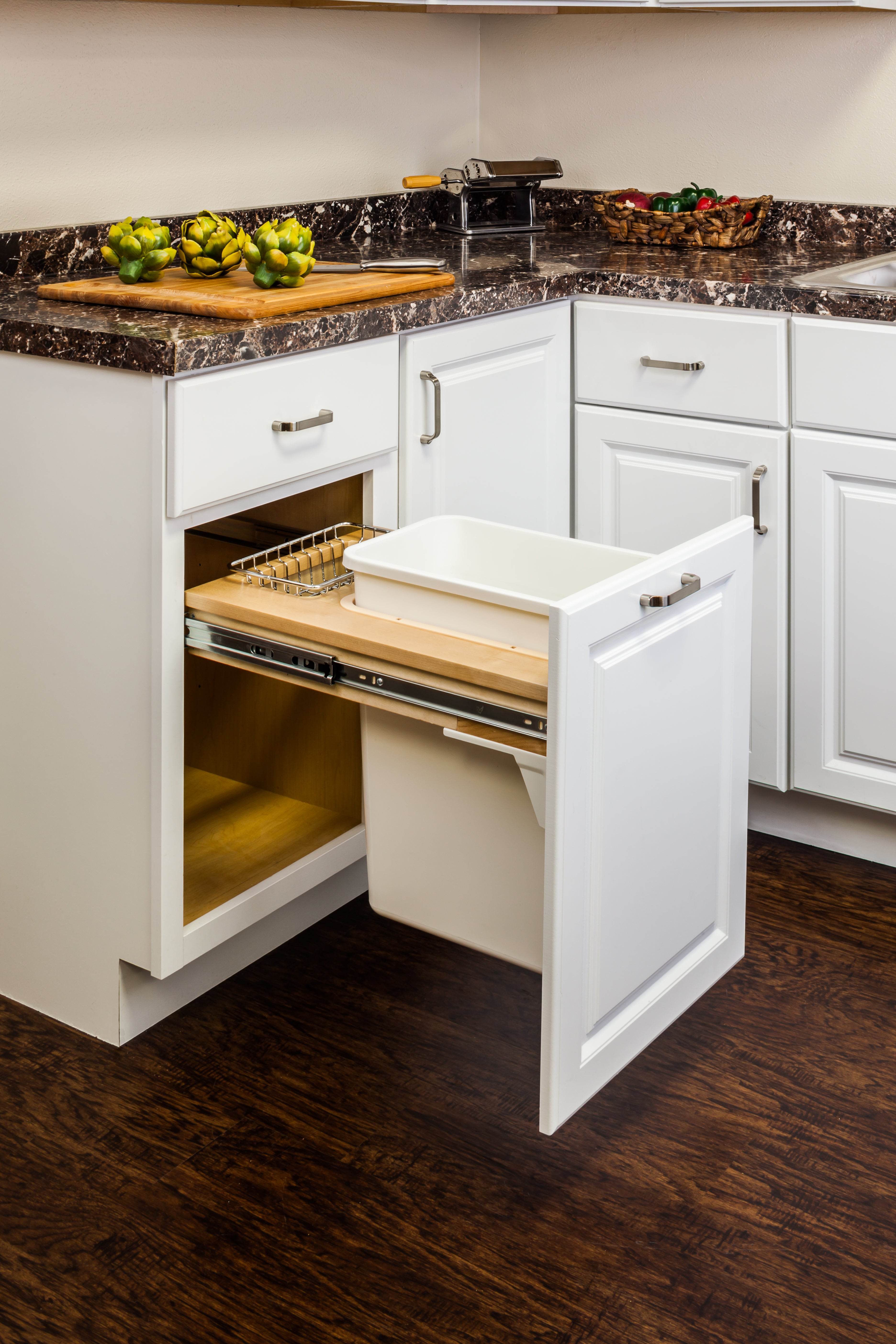 Single Black 50 Quart Top-Mount Trashcan Pullout for 12" Opening