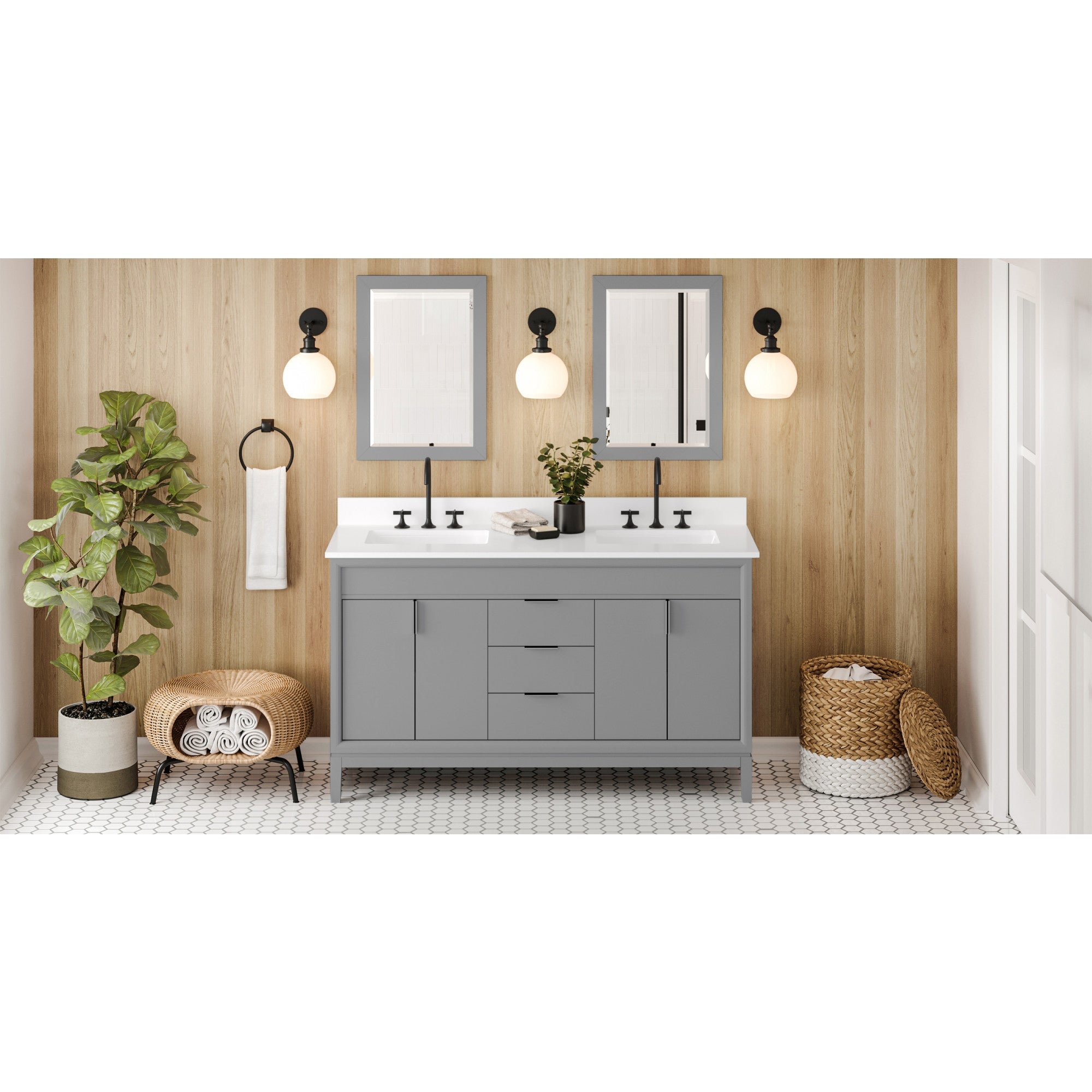 60" Theodora Vanity – Double Bowl – Grey