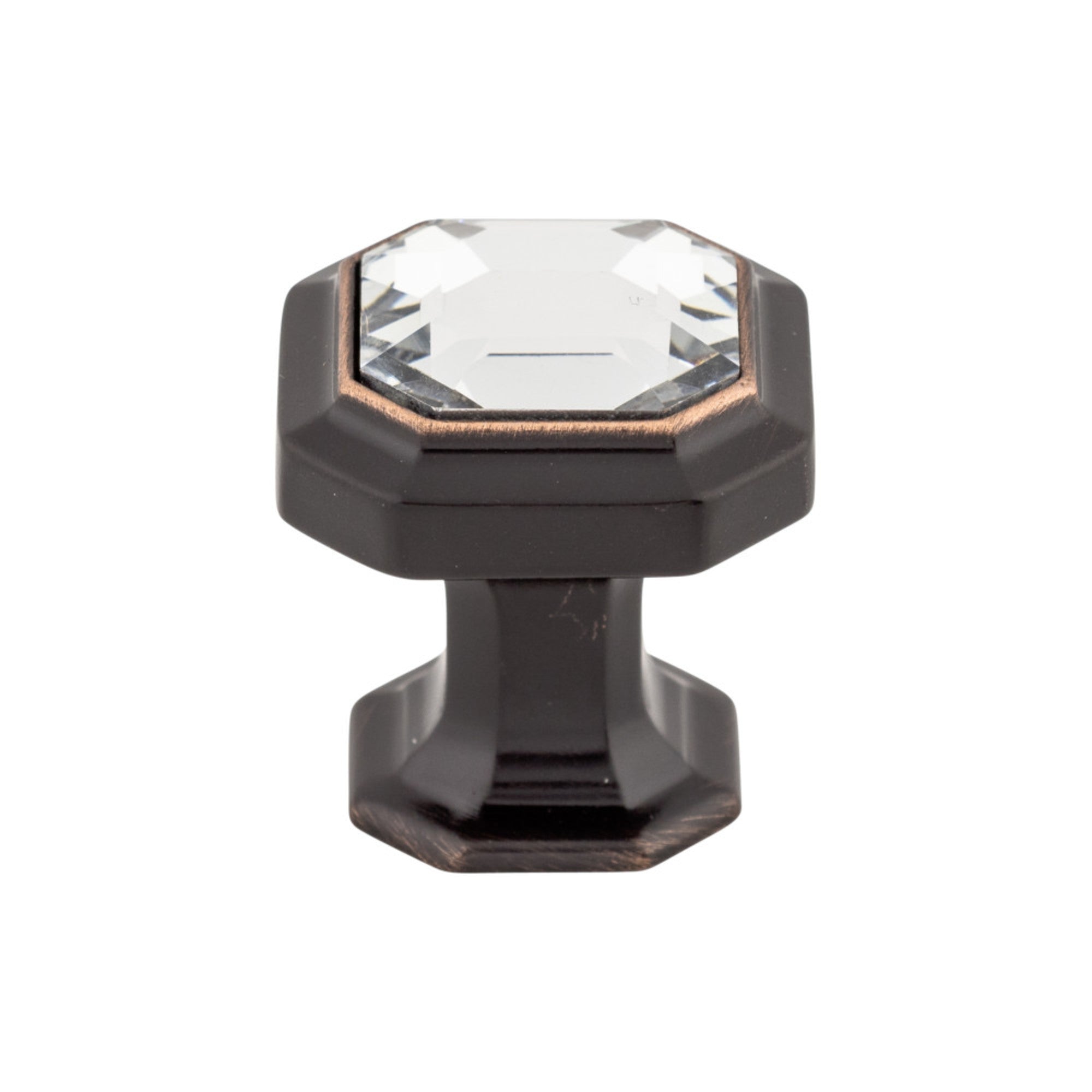 Crystal Emerald 1 1/8" Length Square Knob - Tuscan Bronze