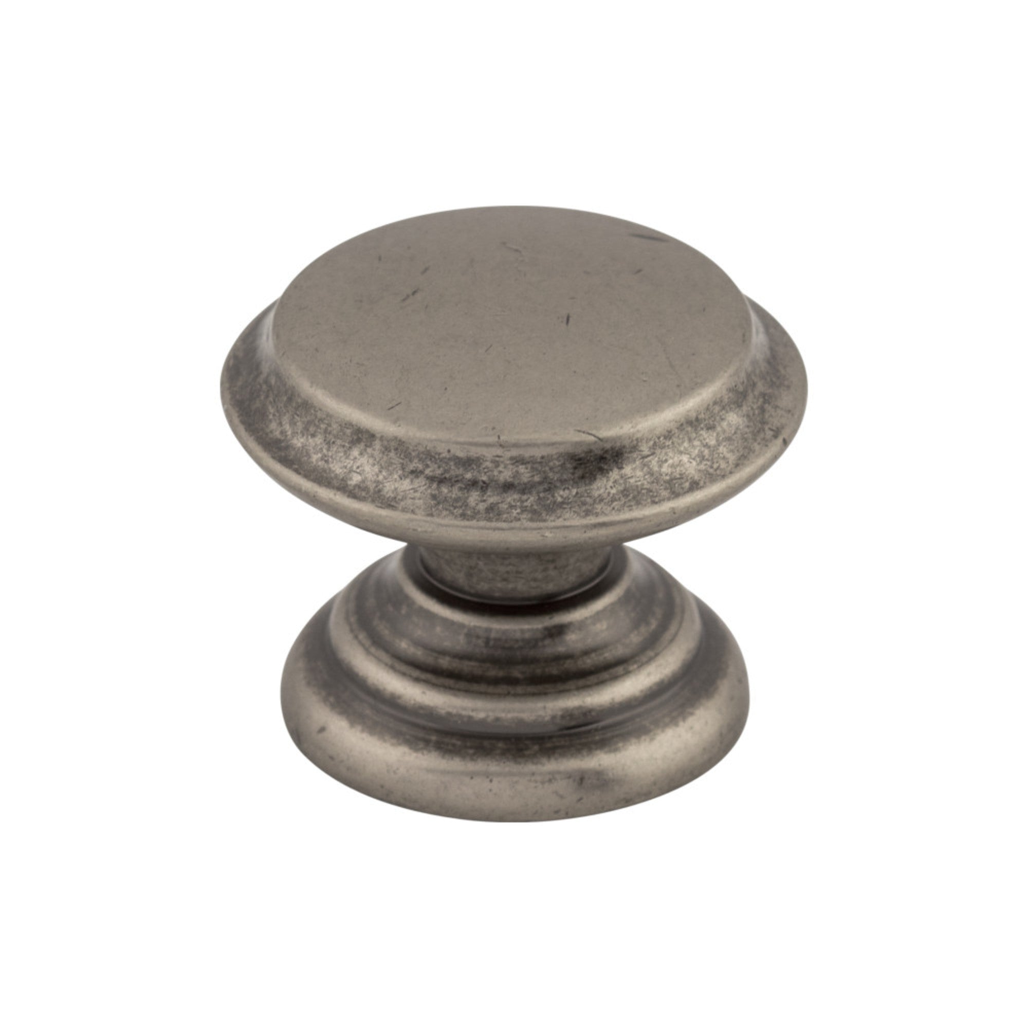 Flat Top Round Knob - Pewter Antique