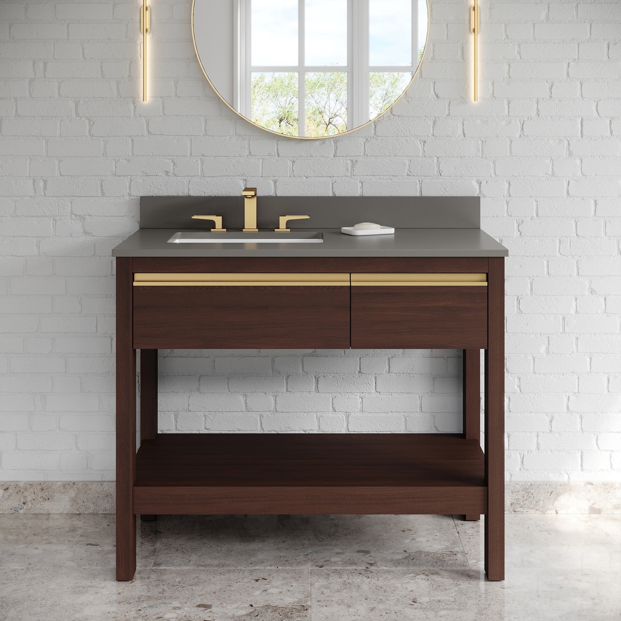 42" Jubilee Vanity – Left Offset – Dark Walnut