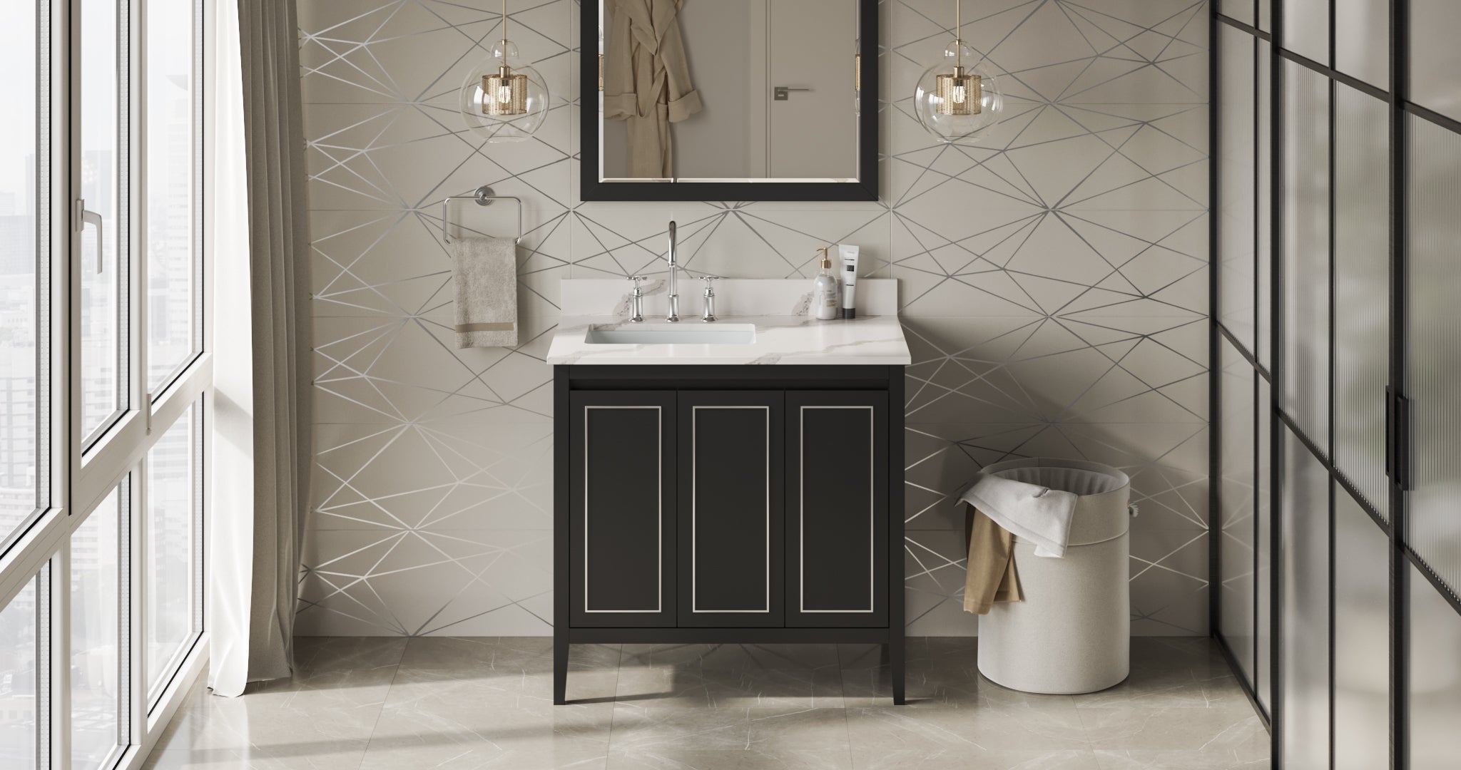 36" Percival Vanity – Left Offset – Black