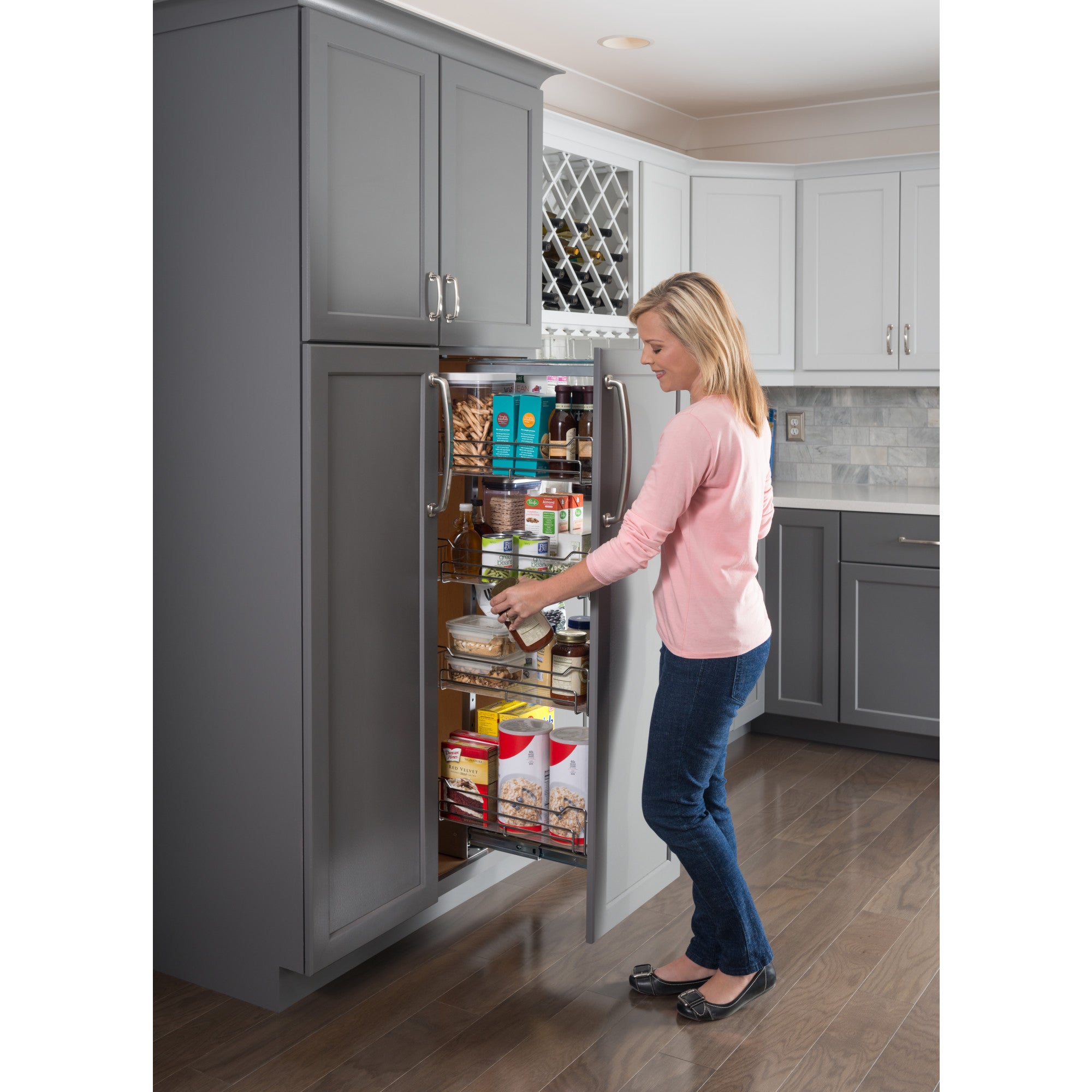 12" Wide 86" Tall Chrome Wire Soft-close Pantry Pullout
