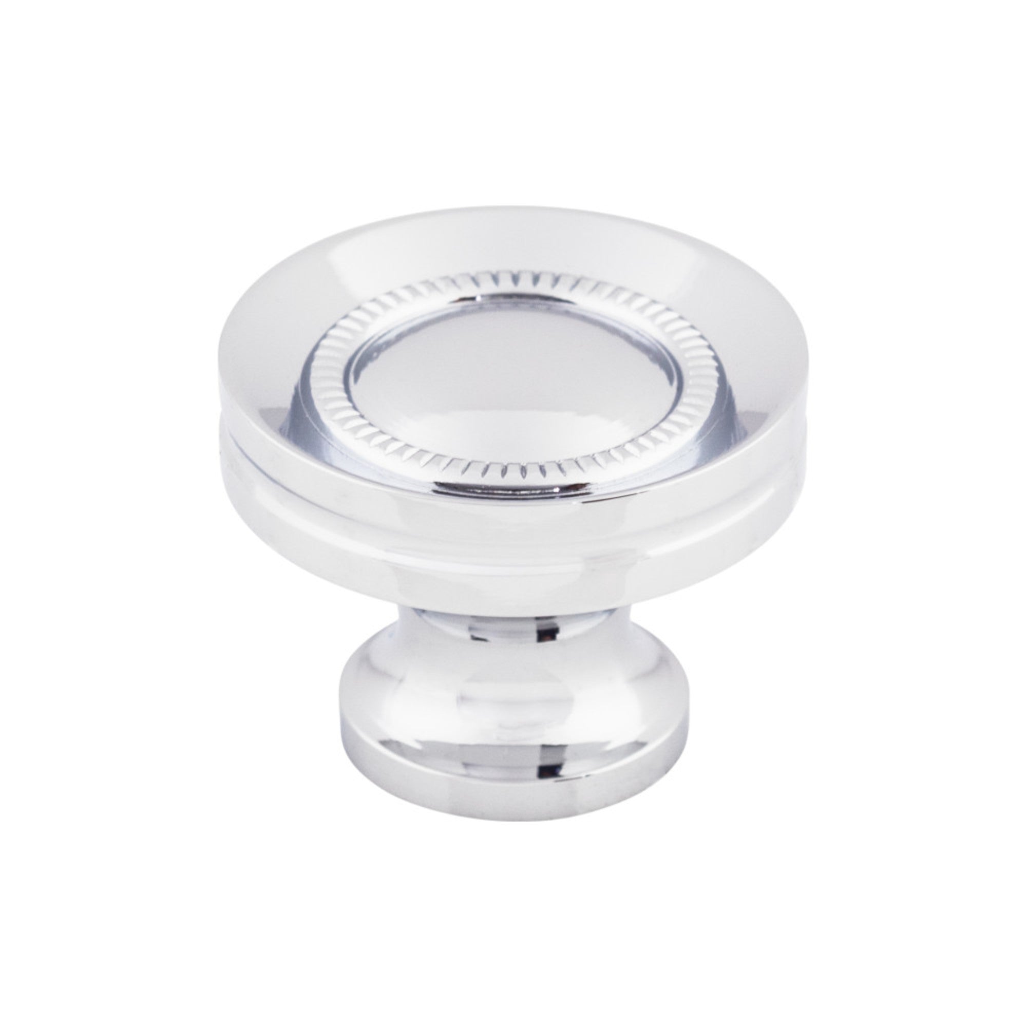 Button Faced 1 1/4" Diameter Round Knob - Polished Chrome