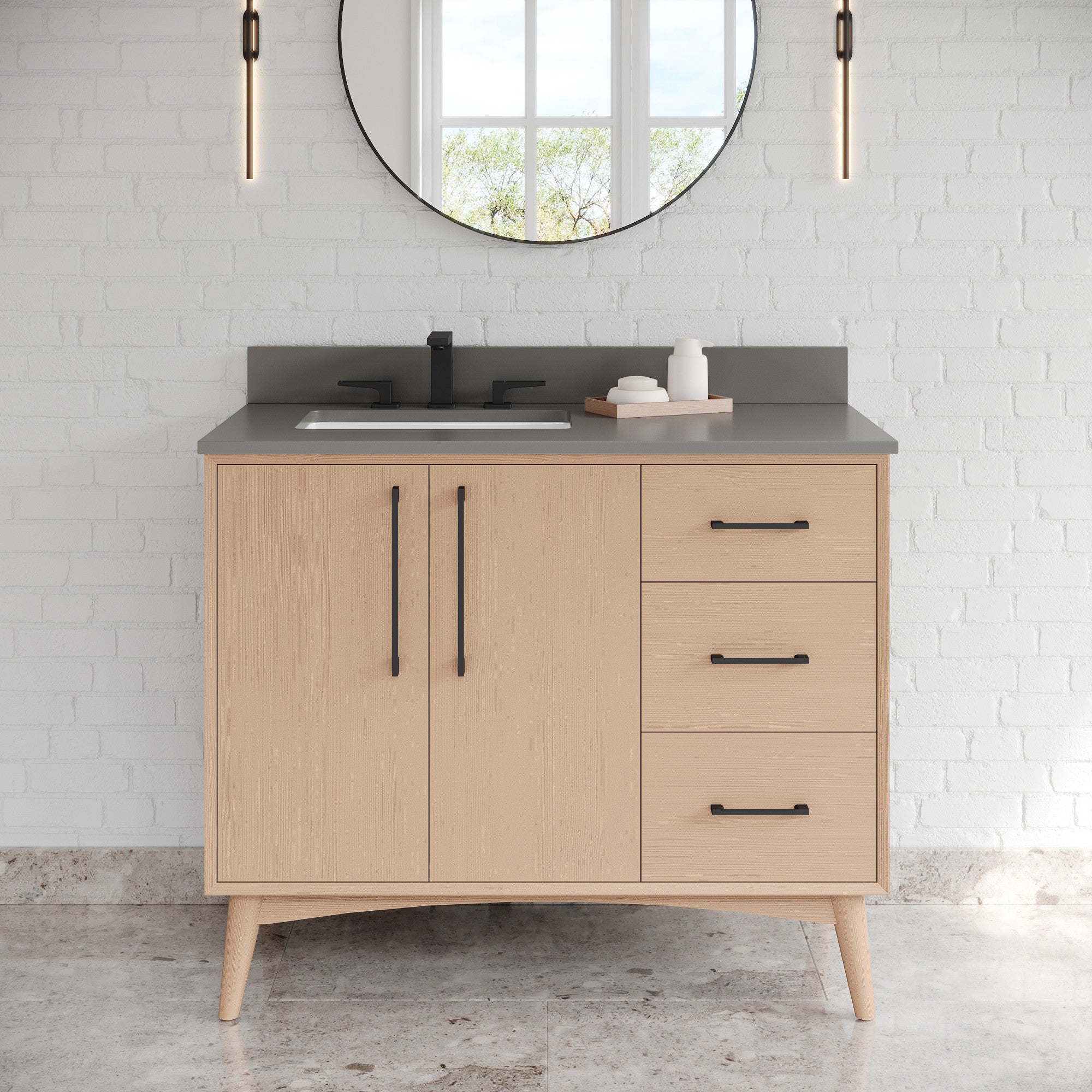 42" Dashwood Vanity – Left Offset – Natural Oak