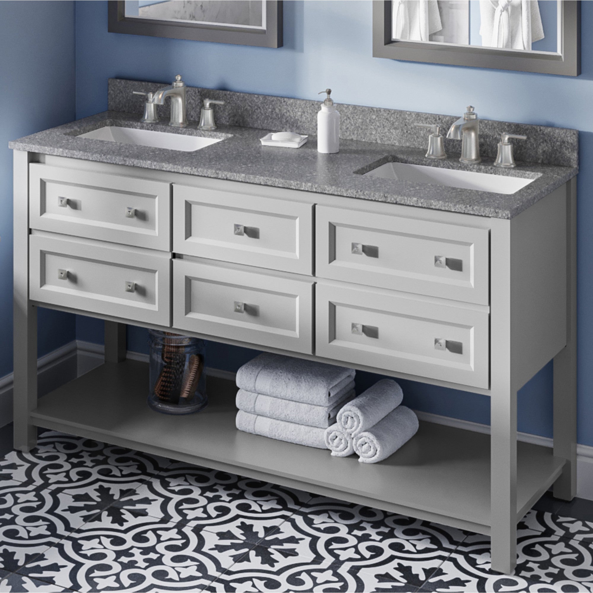 60" Adler Vanity – Double Bowl – Grey