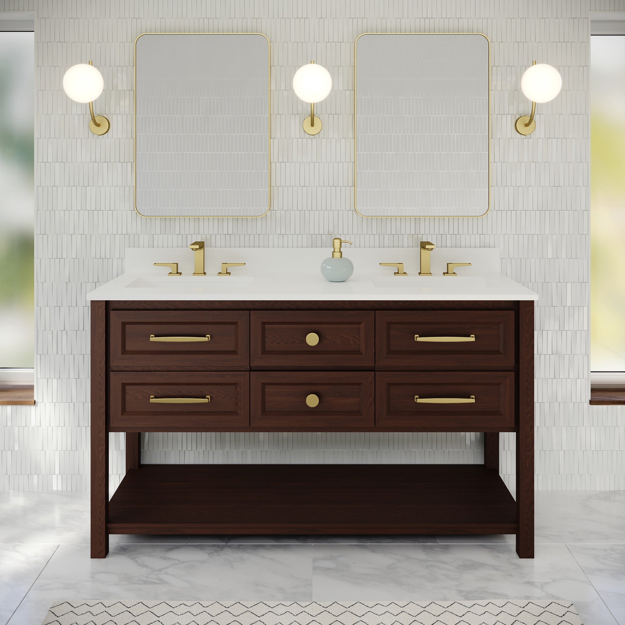 60" Kipling Vanity – Double Bowl – Dark Walnut