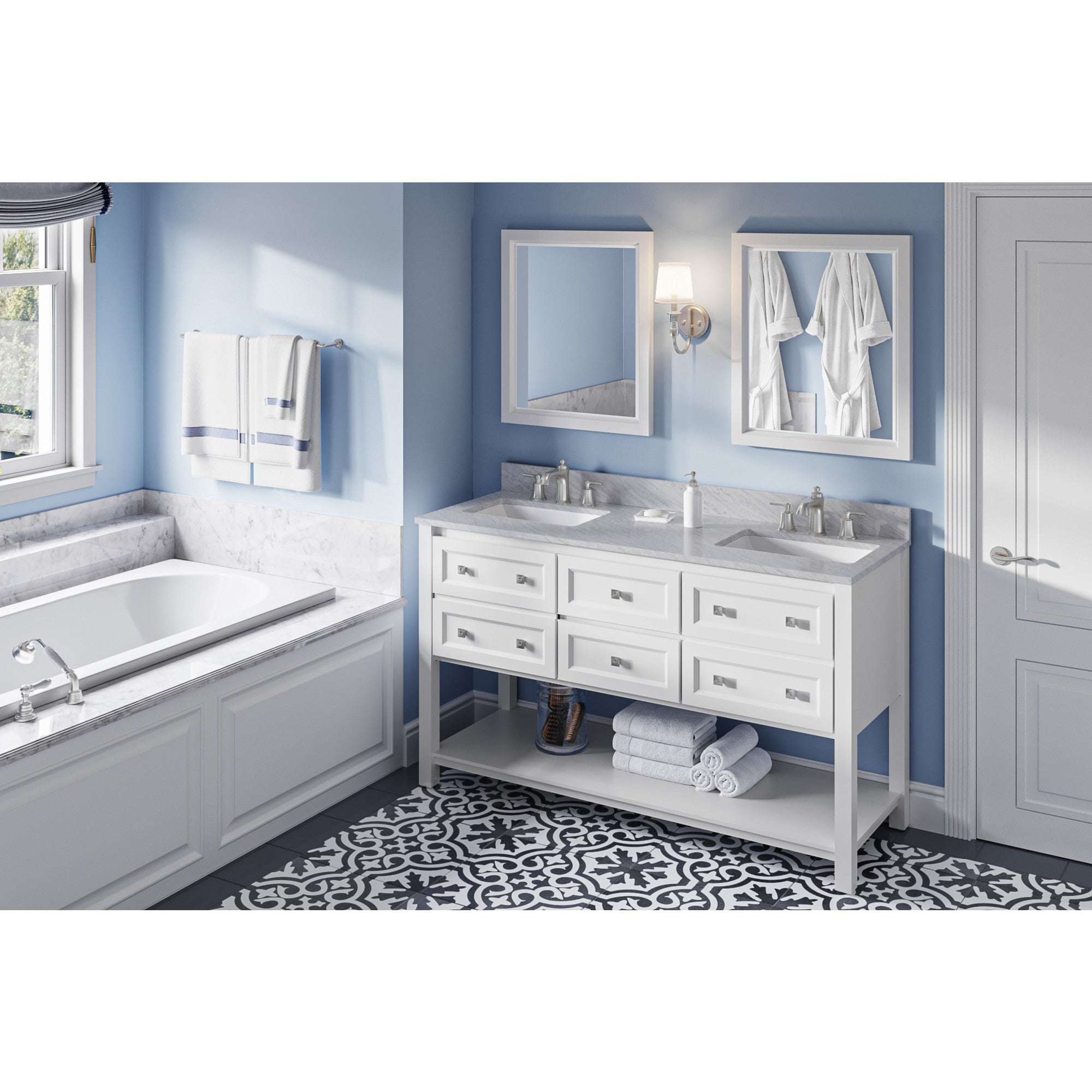 60" Adler Vanity – Double Bowl – White