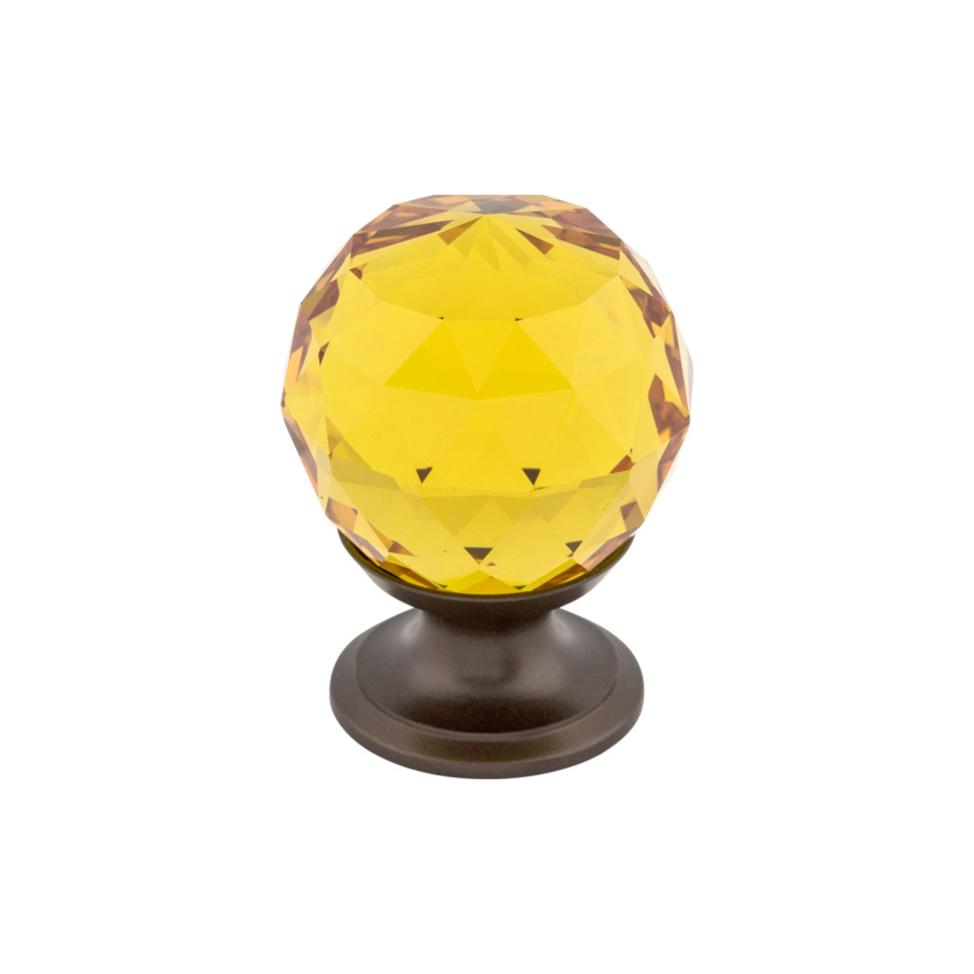 Amber Crystal Round Knob - Oil Rubbed Bronze