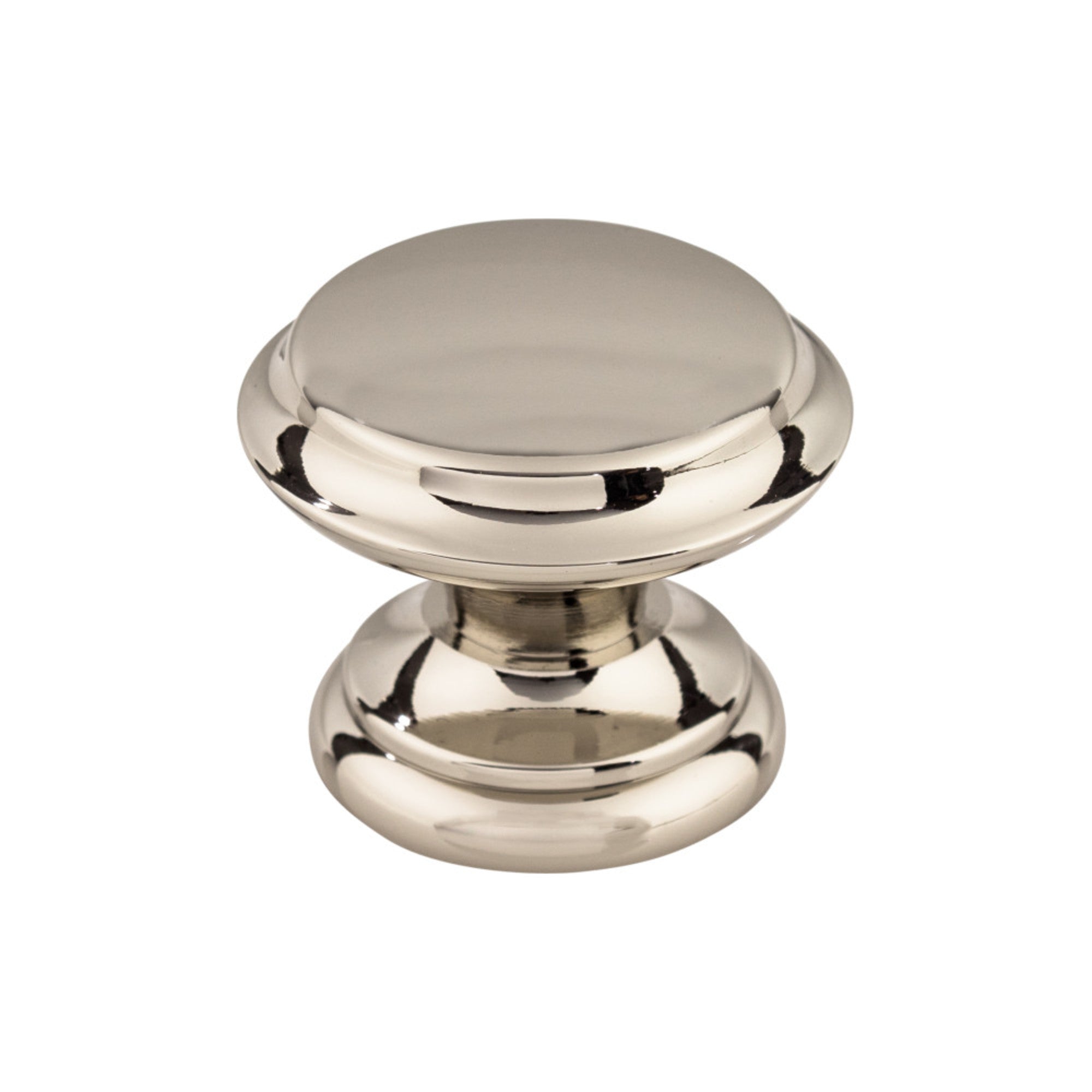 Flat Top Round Knob - Polished Nickel