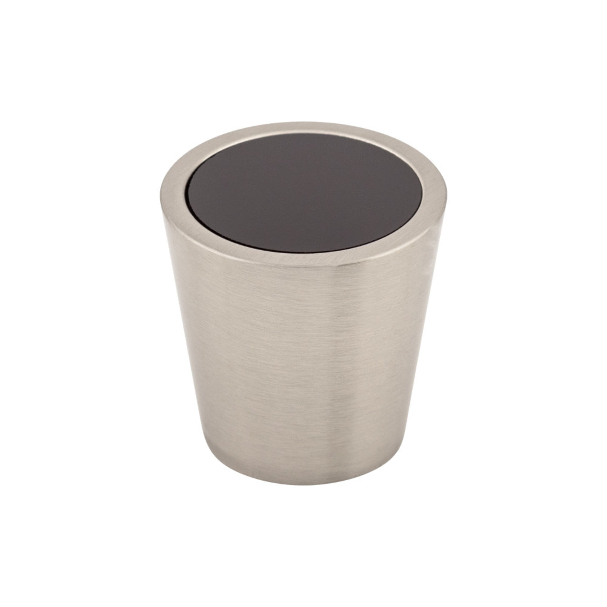 Black Crystal Center 1 1/16" Diameter Round Knob - Brushed Satin Nickel