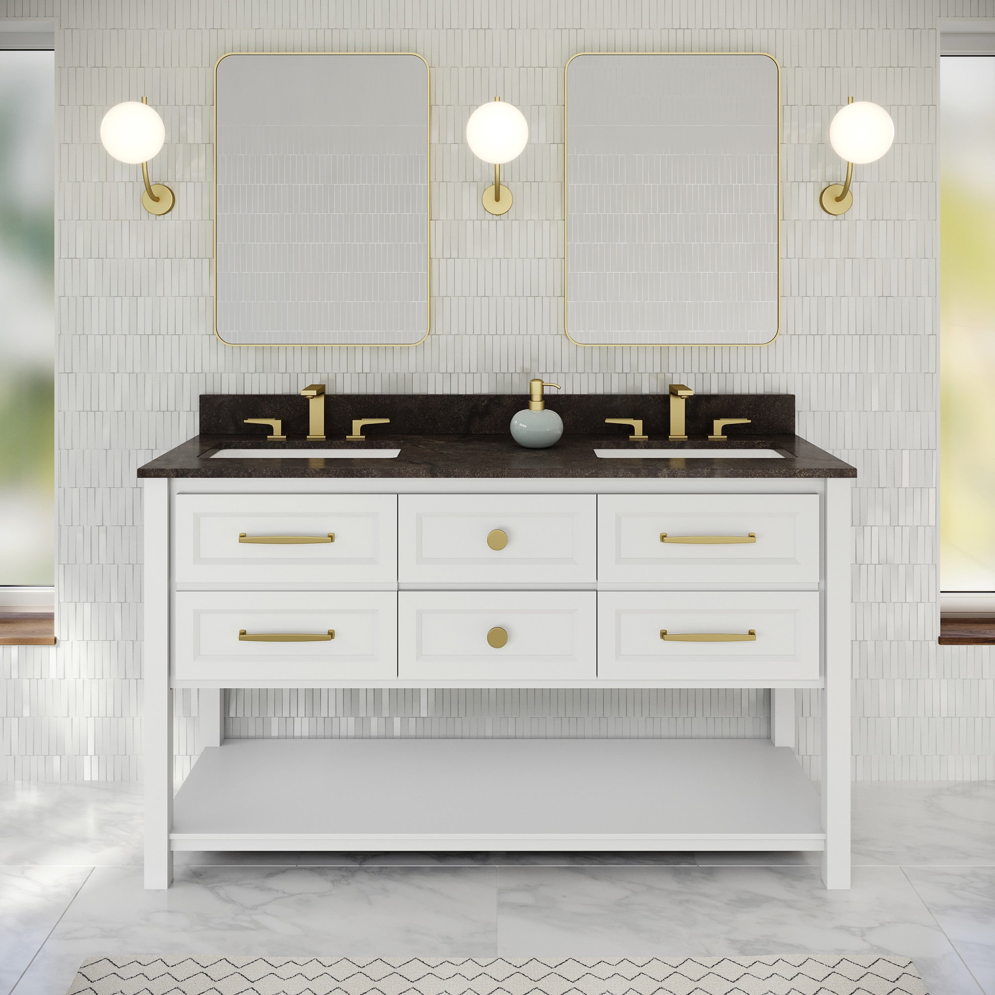 60" Kipling Vanity – Double Bowl – White