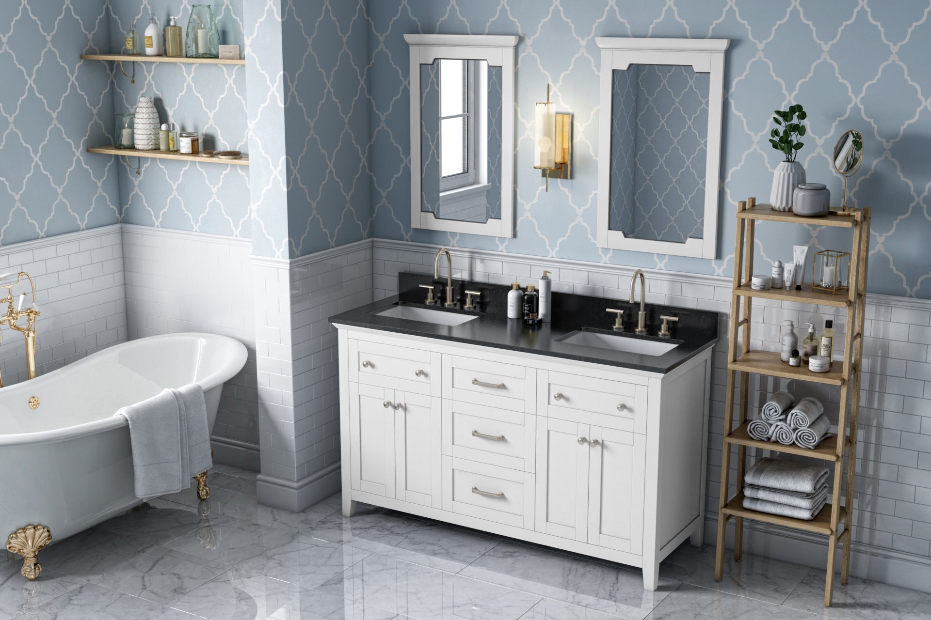 60" Chatham Vanity – Double Bowl – White