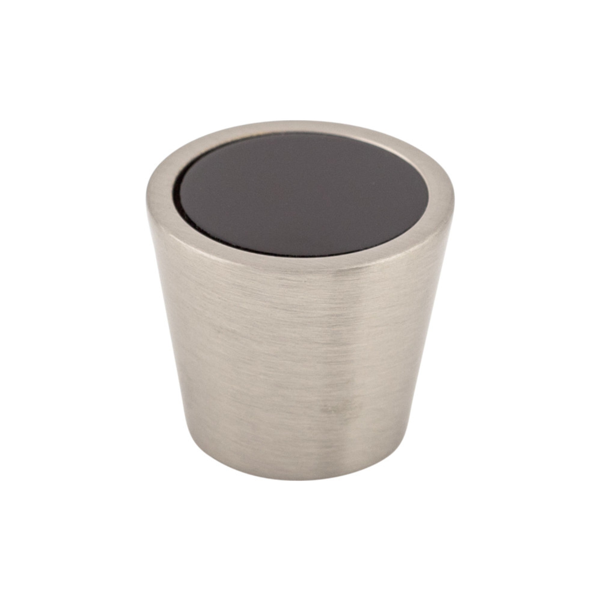 Black Crystal Center Round Knob - Brushed Satin Nickel