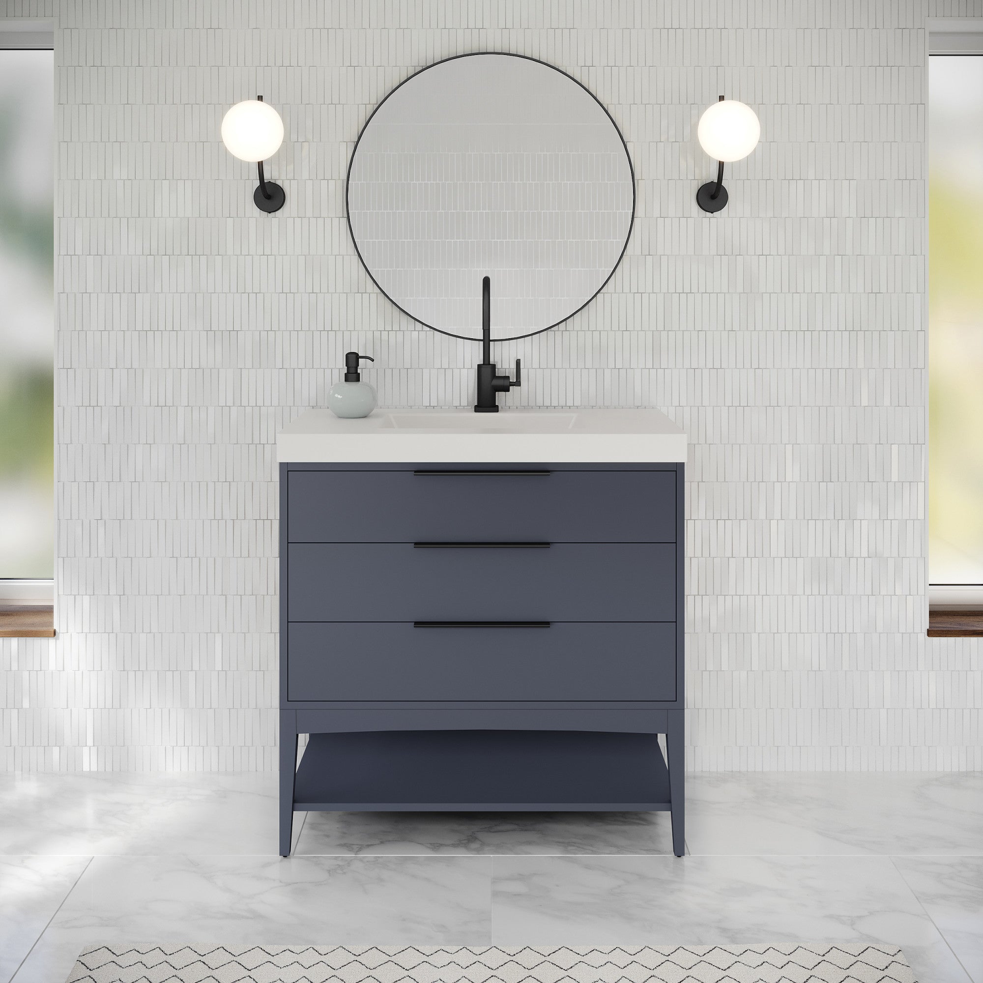 36" Gardner Vanity – Blue Steel