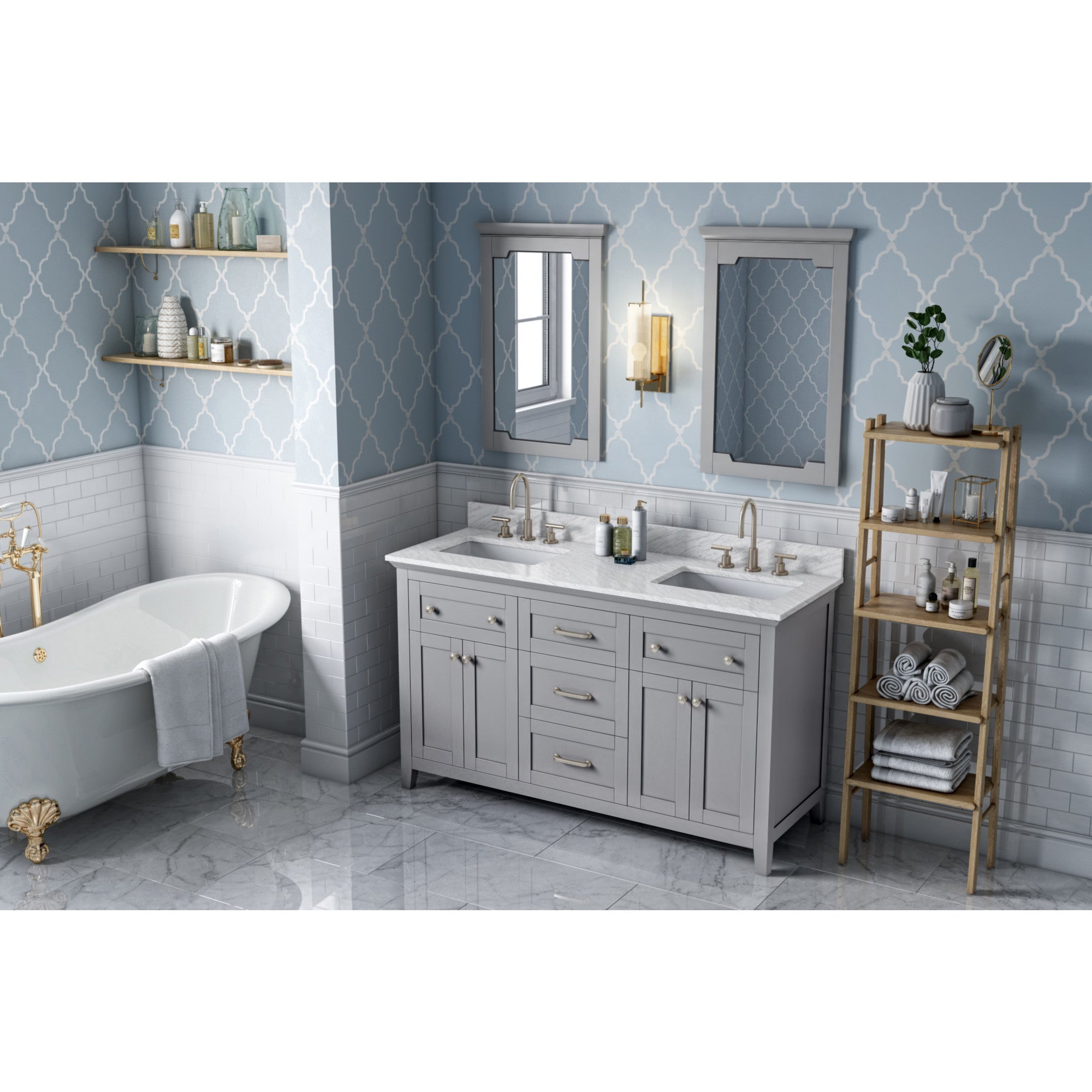 60" Chatham Vanity – Double Bowl – Grey