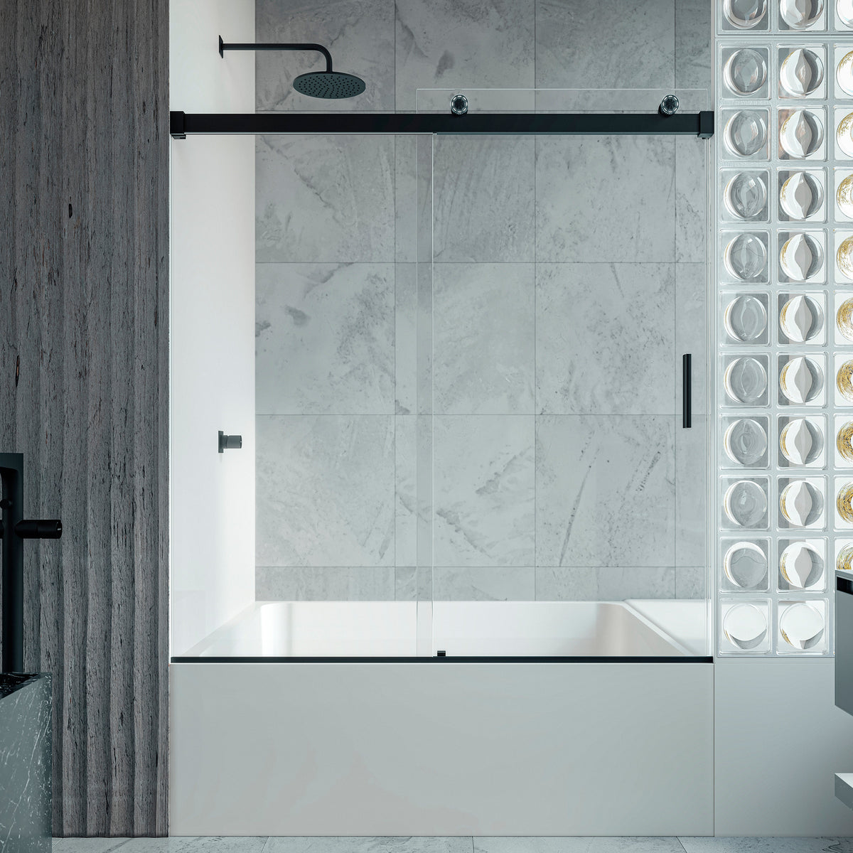 Seawin Runway Sliding Bathtub Door installed view