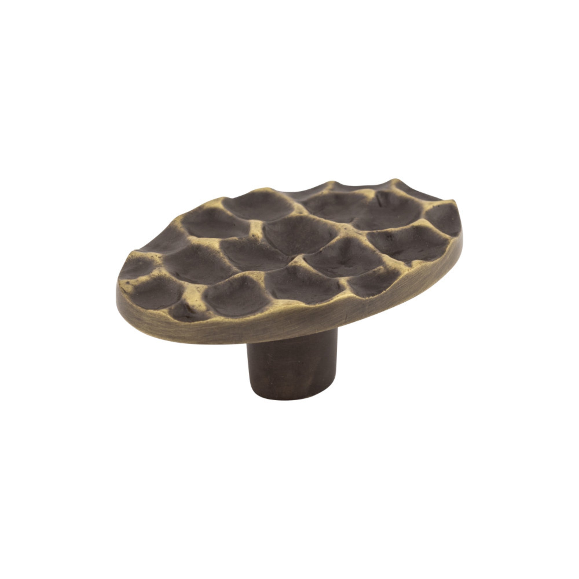 Cobblestone 2 5/8" Length Oval Knob - Brass Antique