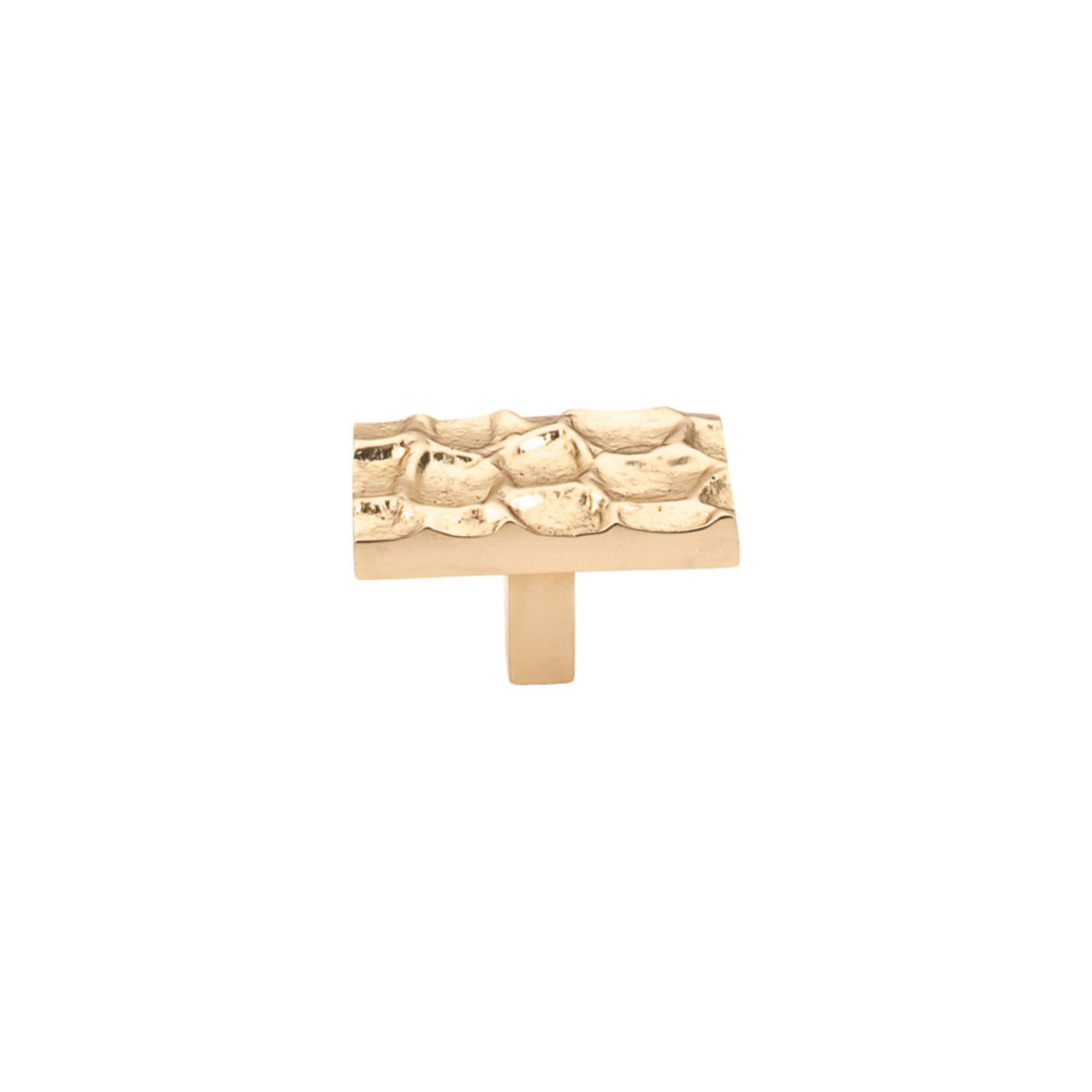 Cobblestone 1 7/8" Length Rectangle Knob - Polished Brass