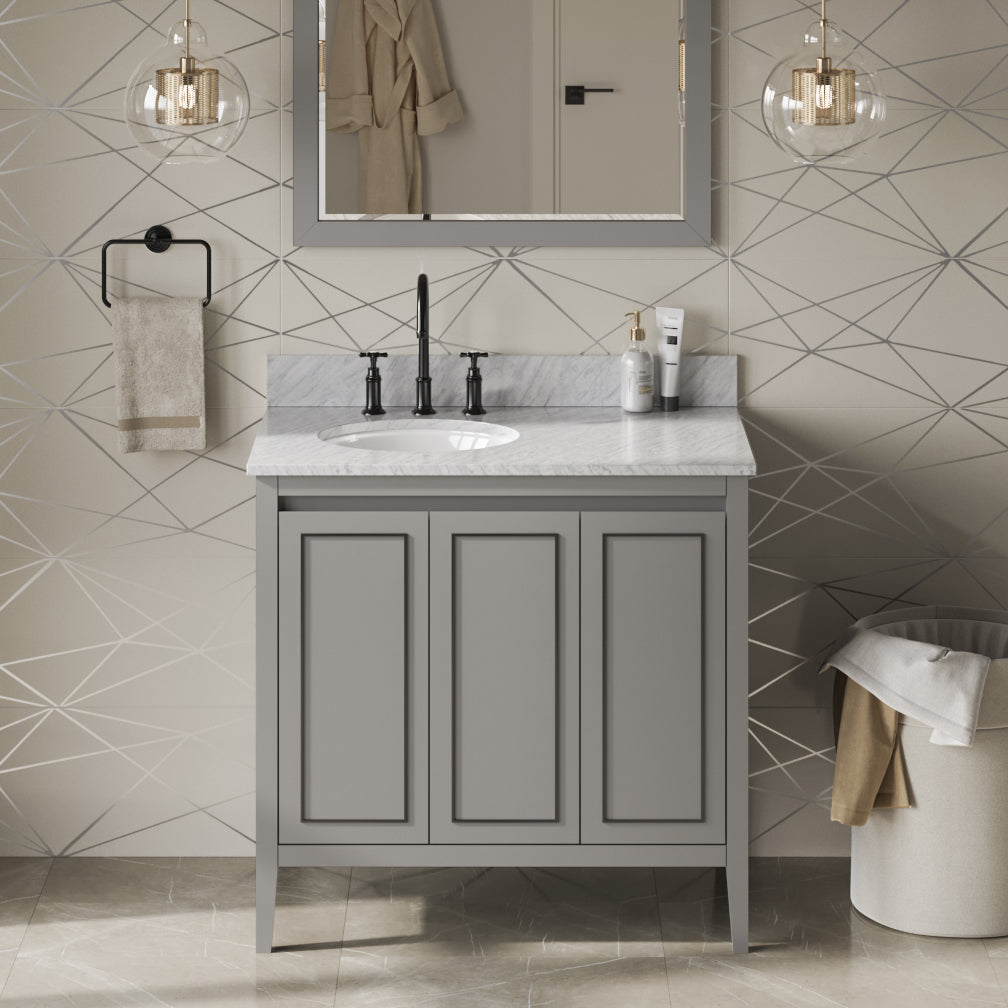 36" Percival Vanity – Left Offset – Grey